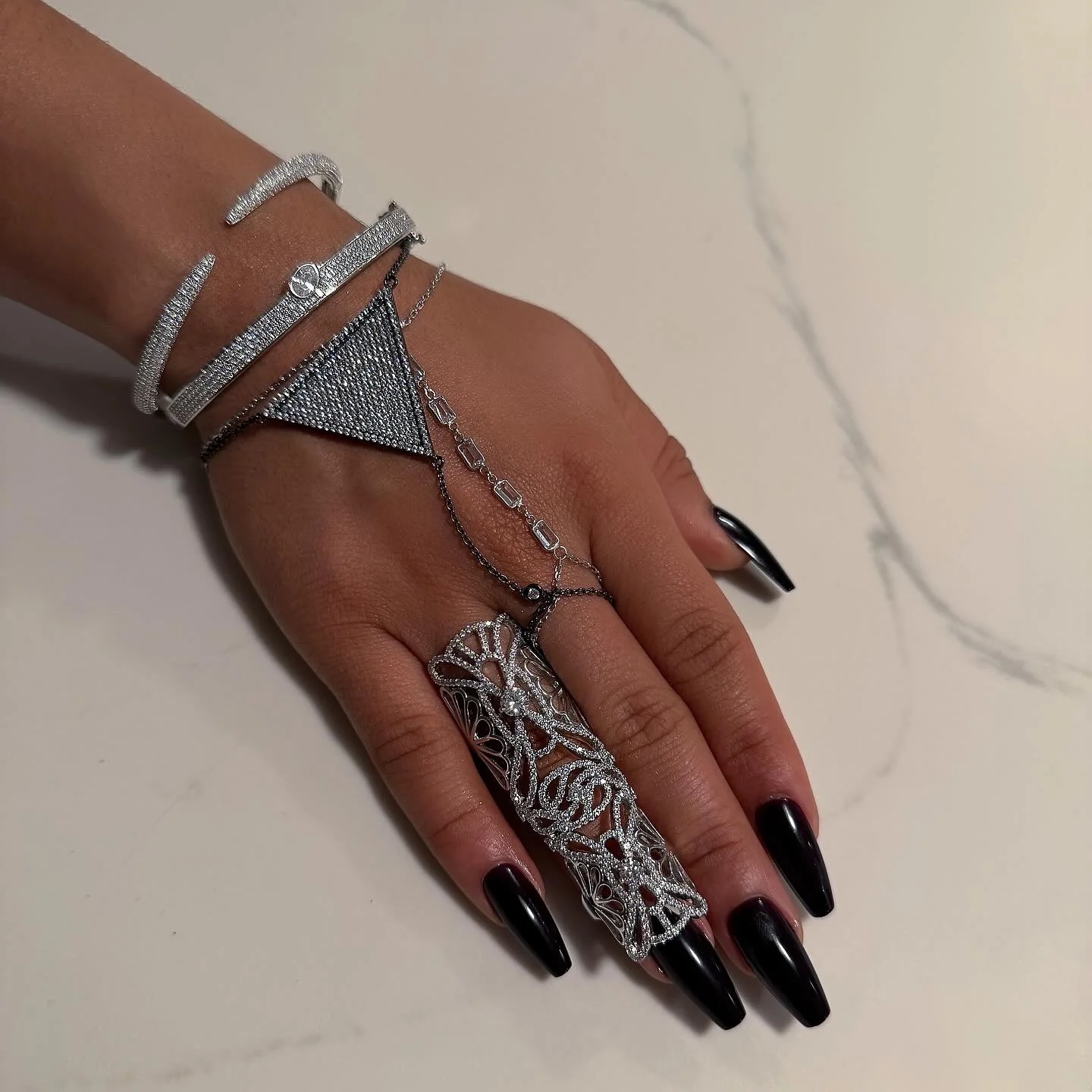 Left Black Triangle Hand Chain