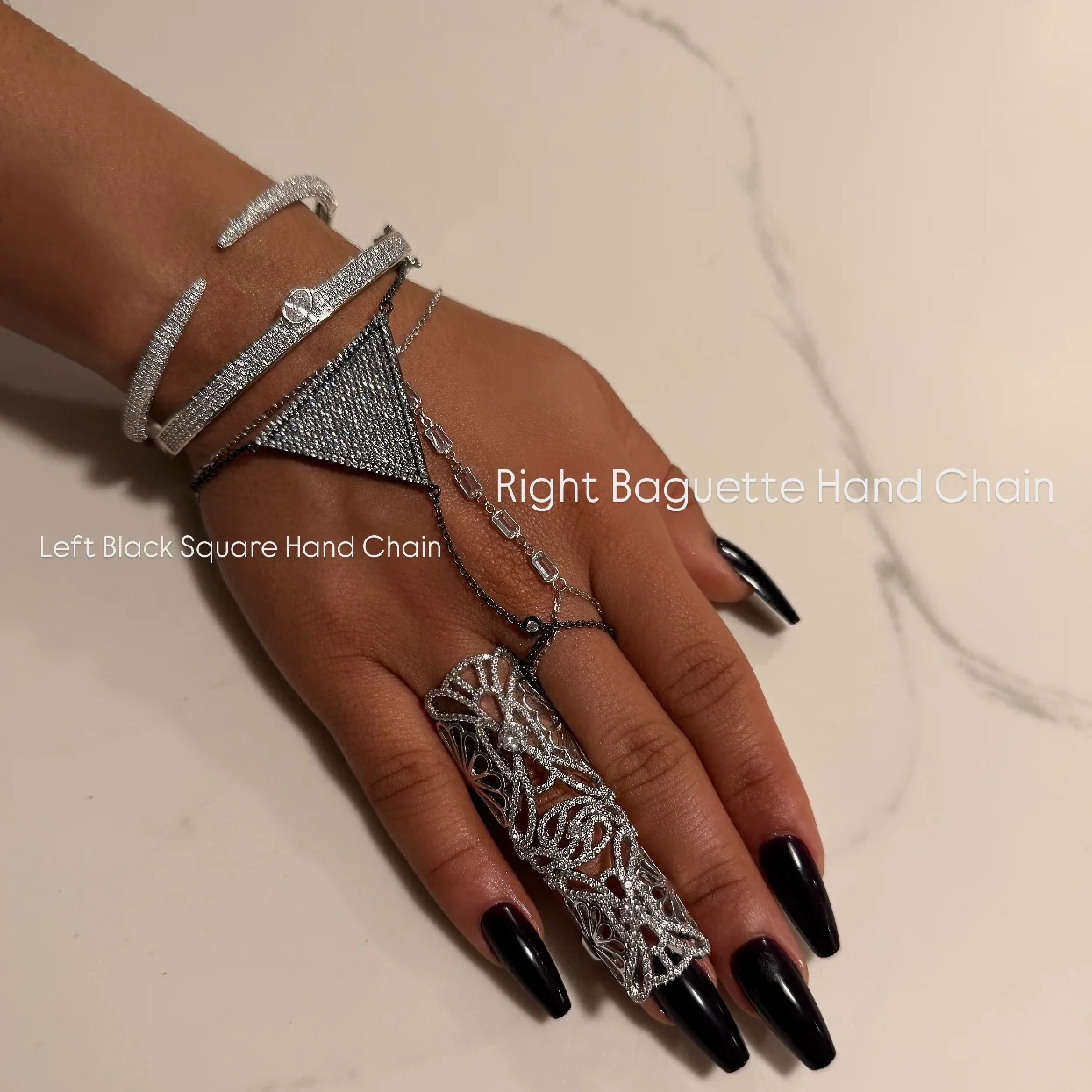 Left Black Triangle Hand Chain - Image 2