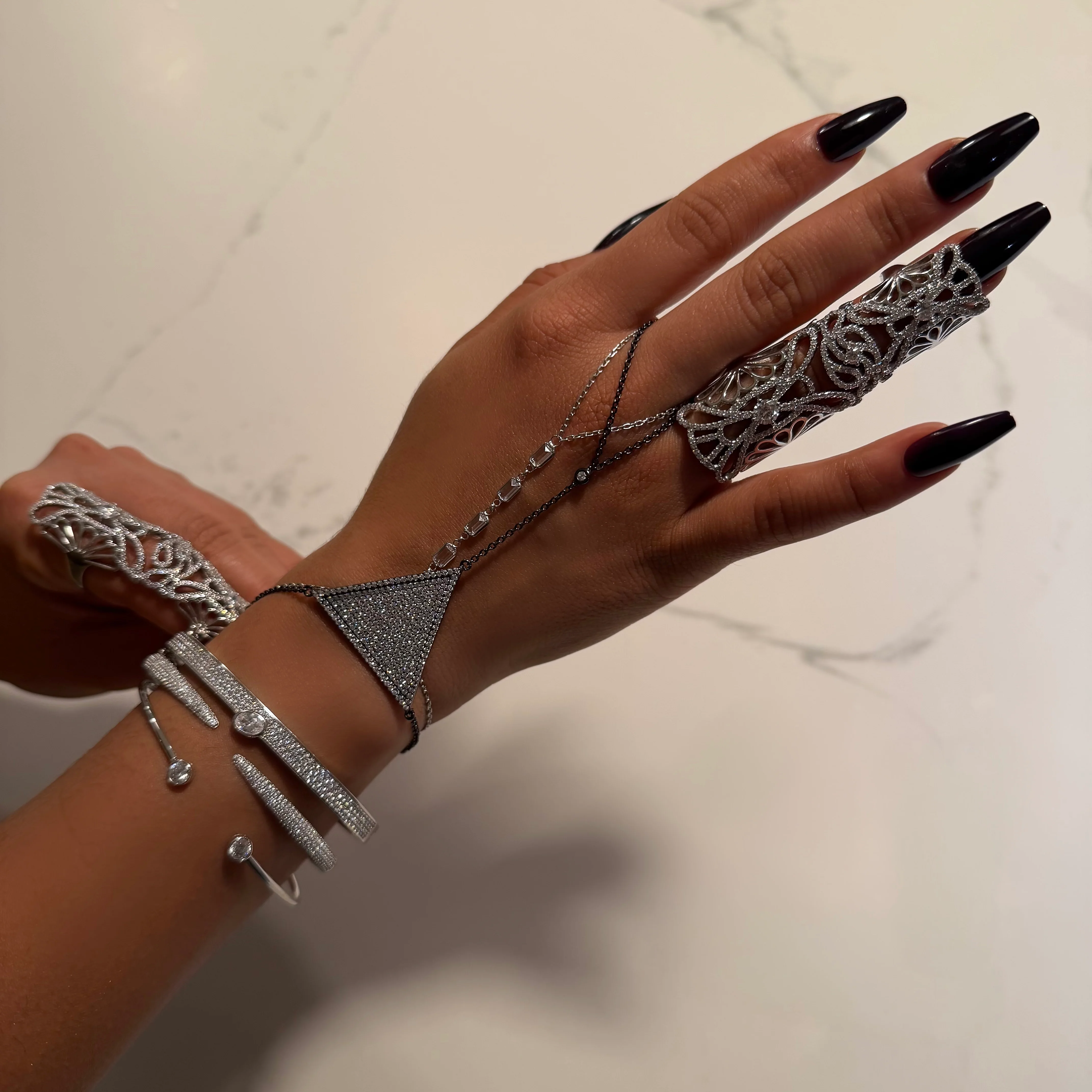 Left Black Triangle Hand Chain - Image 3