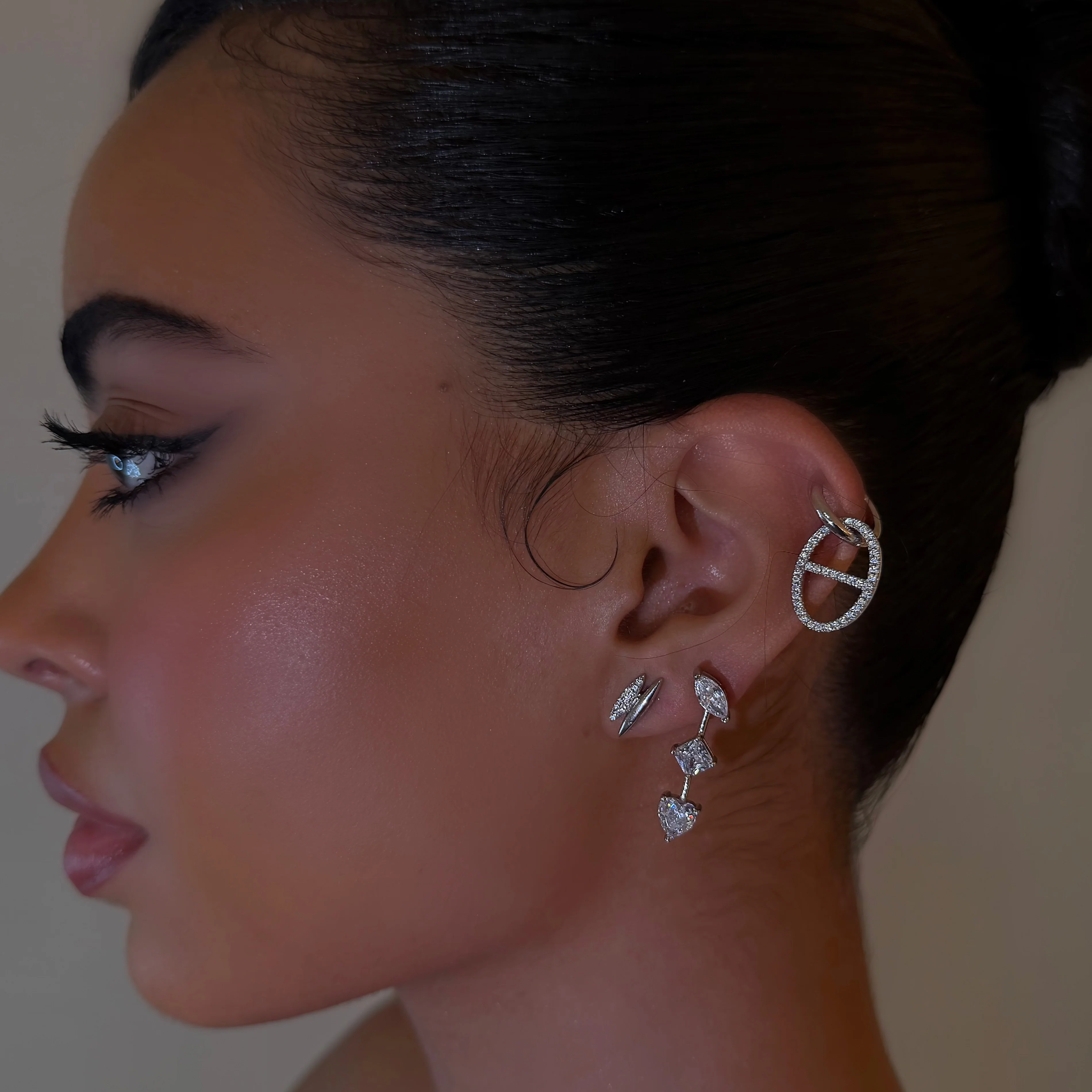 Left Double Crystal Stud