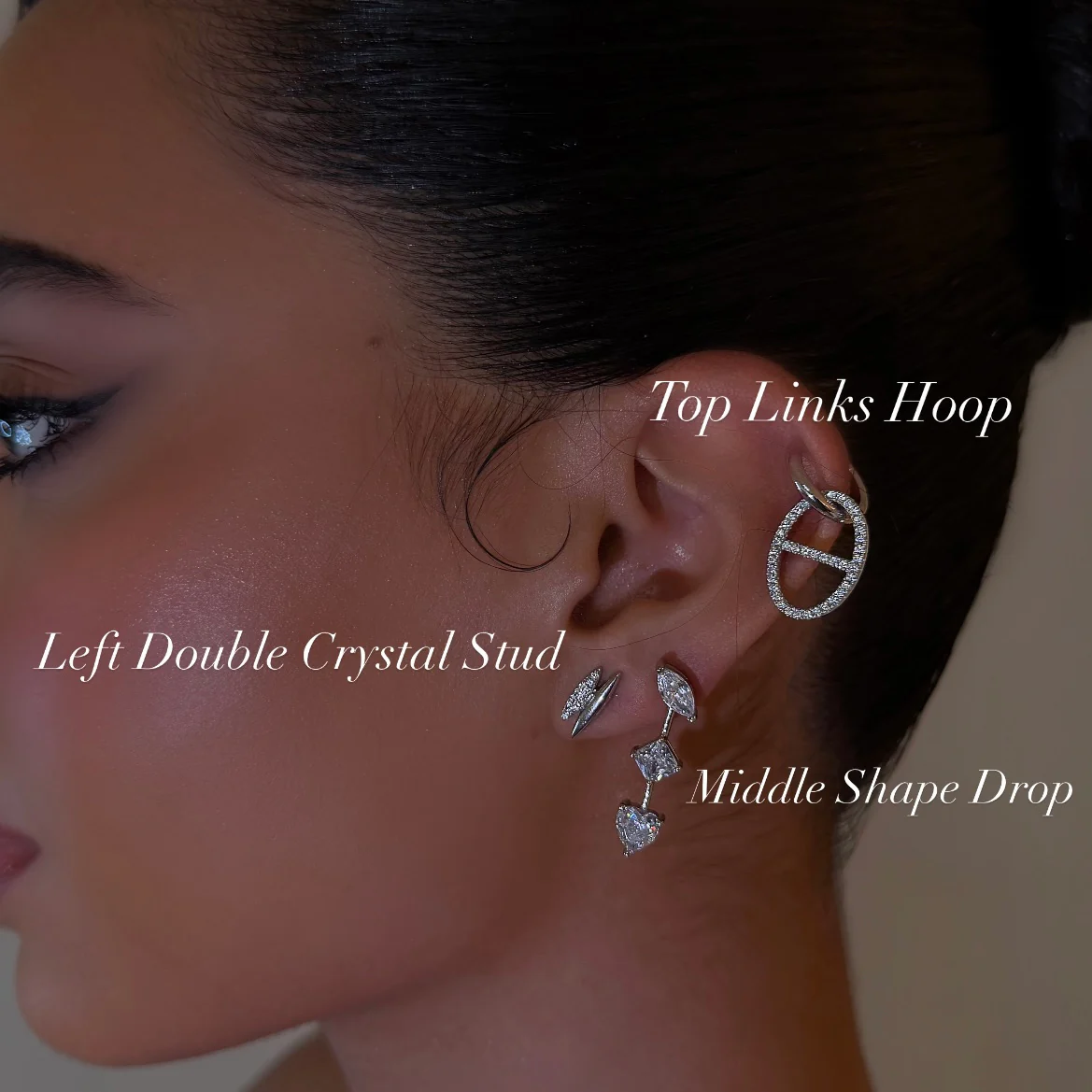 Left Double Crystal Stud - Image 2