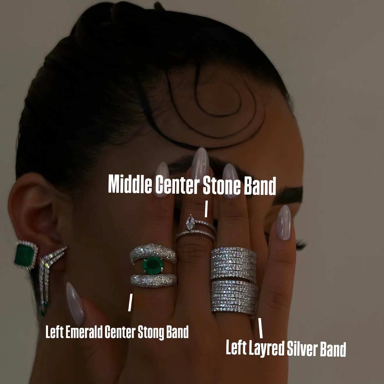 Left Emerald Center Stone Band - Image 2