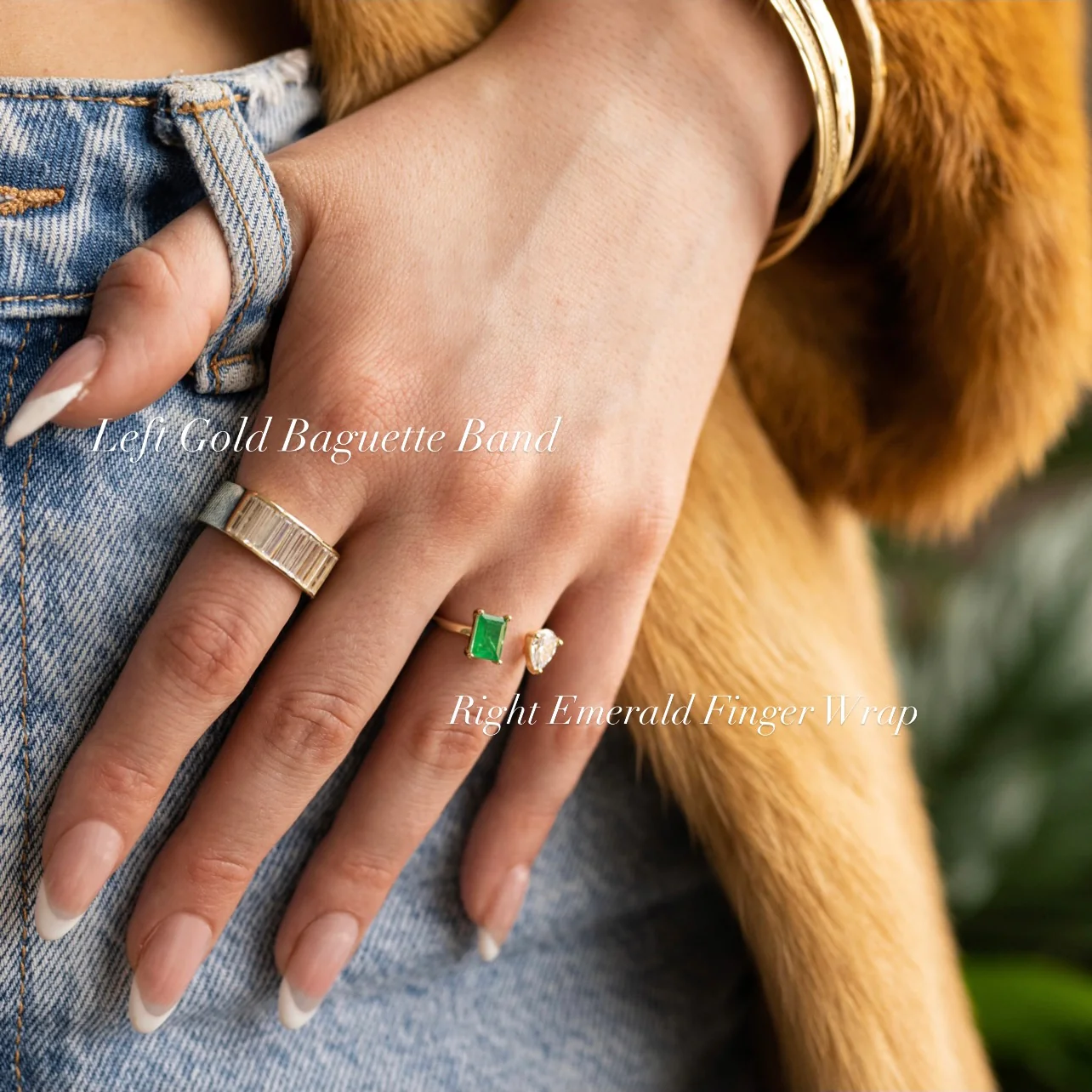 Left Gold Baguette Band - Image 2