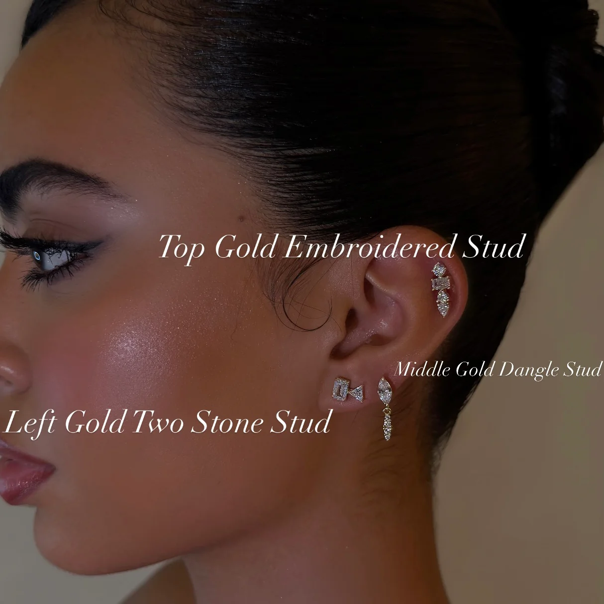 Left Golf Two Stone Stud - Image 2