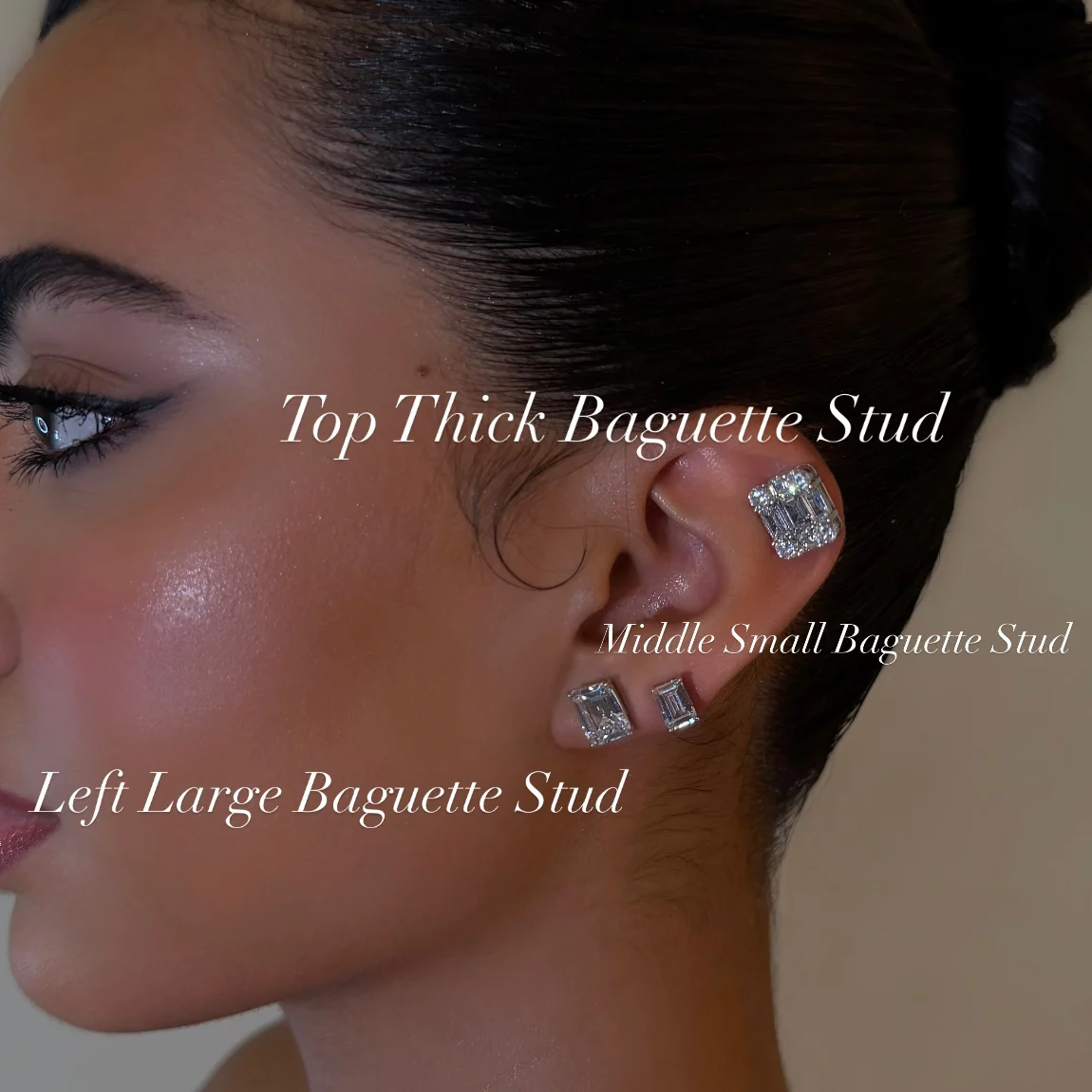 Left Large Baguette Stud - Image 2