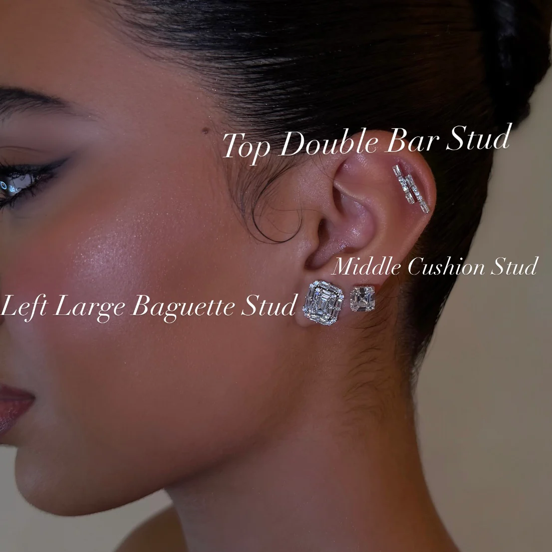 Left Large Baguette Stud - Image 2