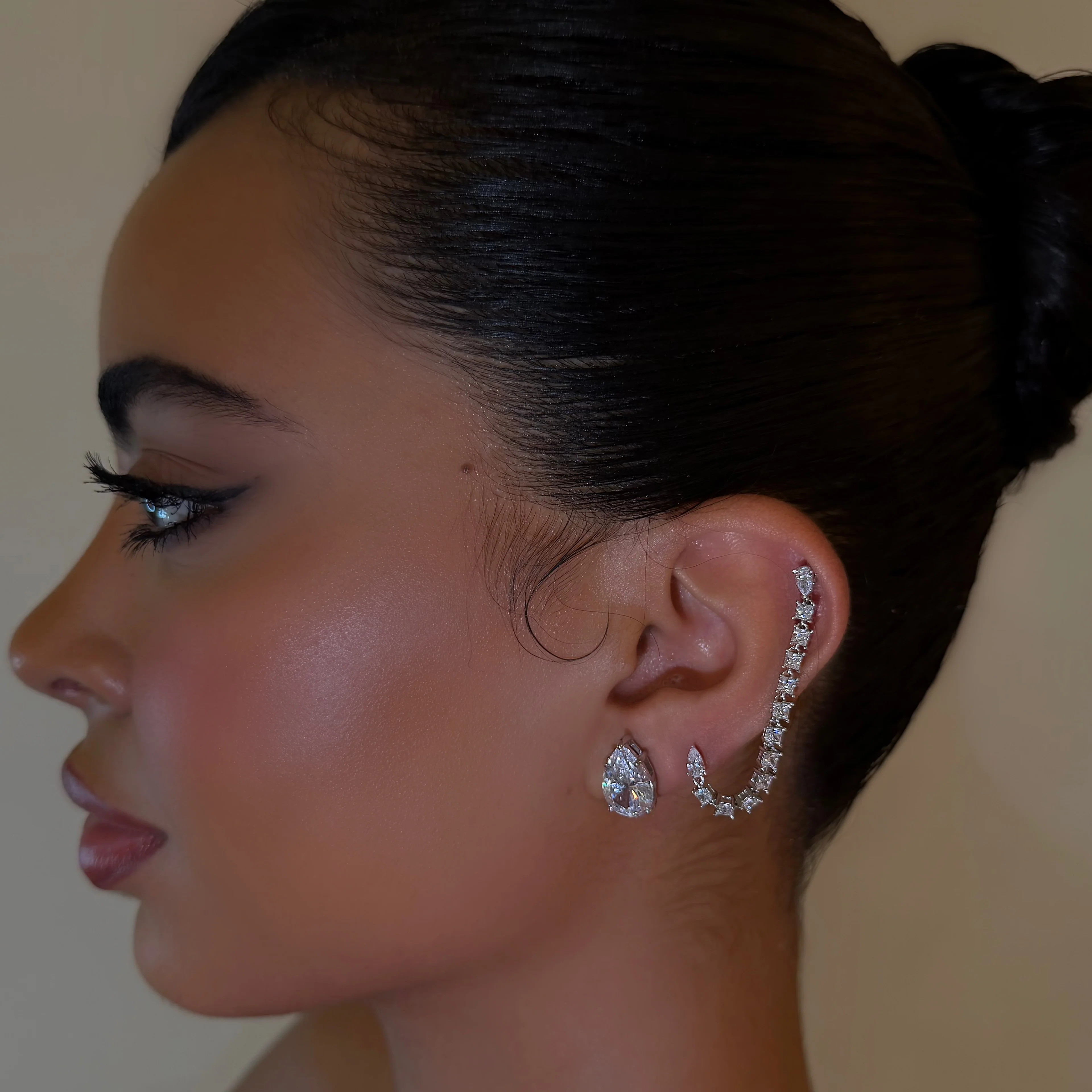 Left Large Pear Stud