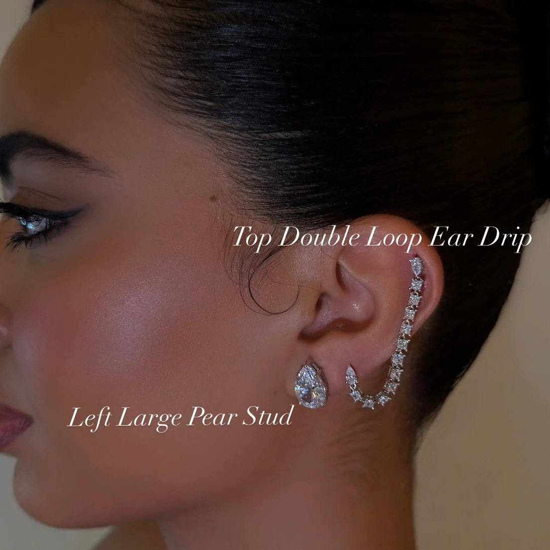 Left Large Pear Stud - Image 2