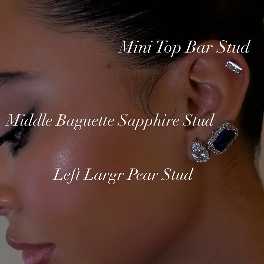 Left Large Pear Stud - Image 2