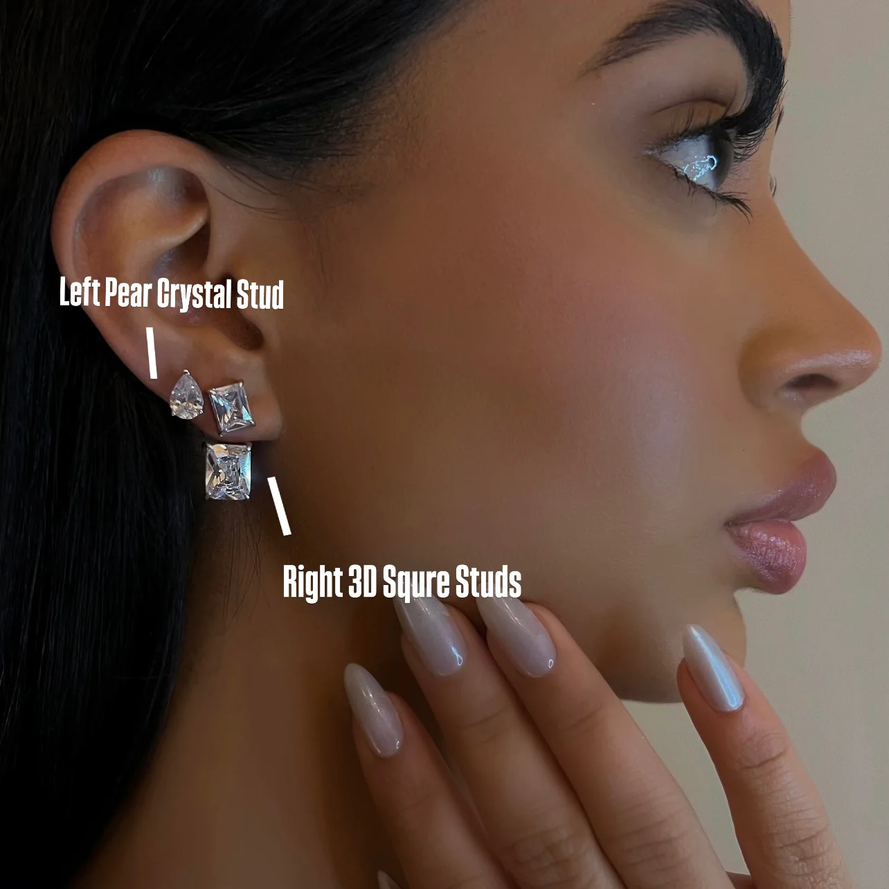 Left Pear Crystal Studs - Image 2