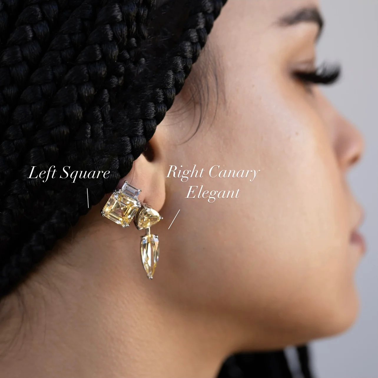 Left Square Canary Stud - Image 2
