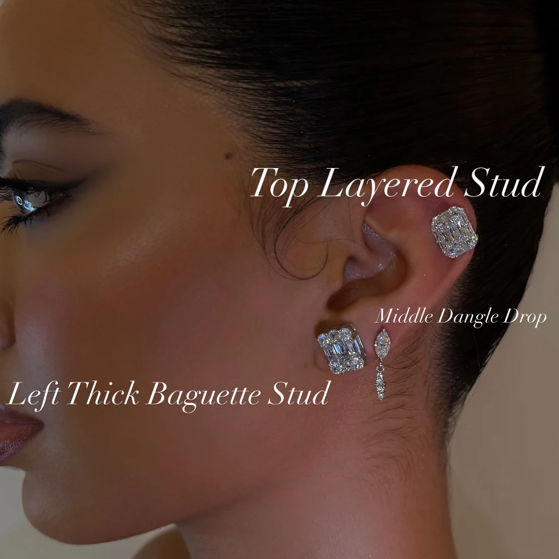 Left Thick Baguette Stud - Image 2
