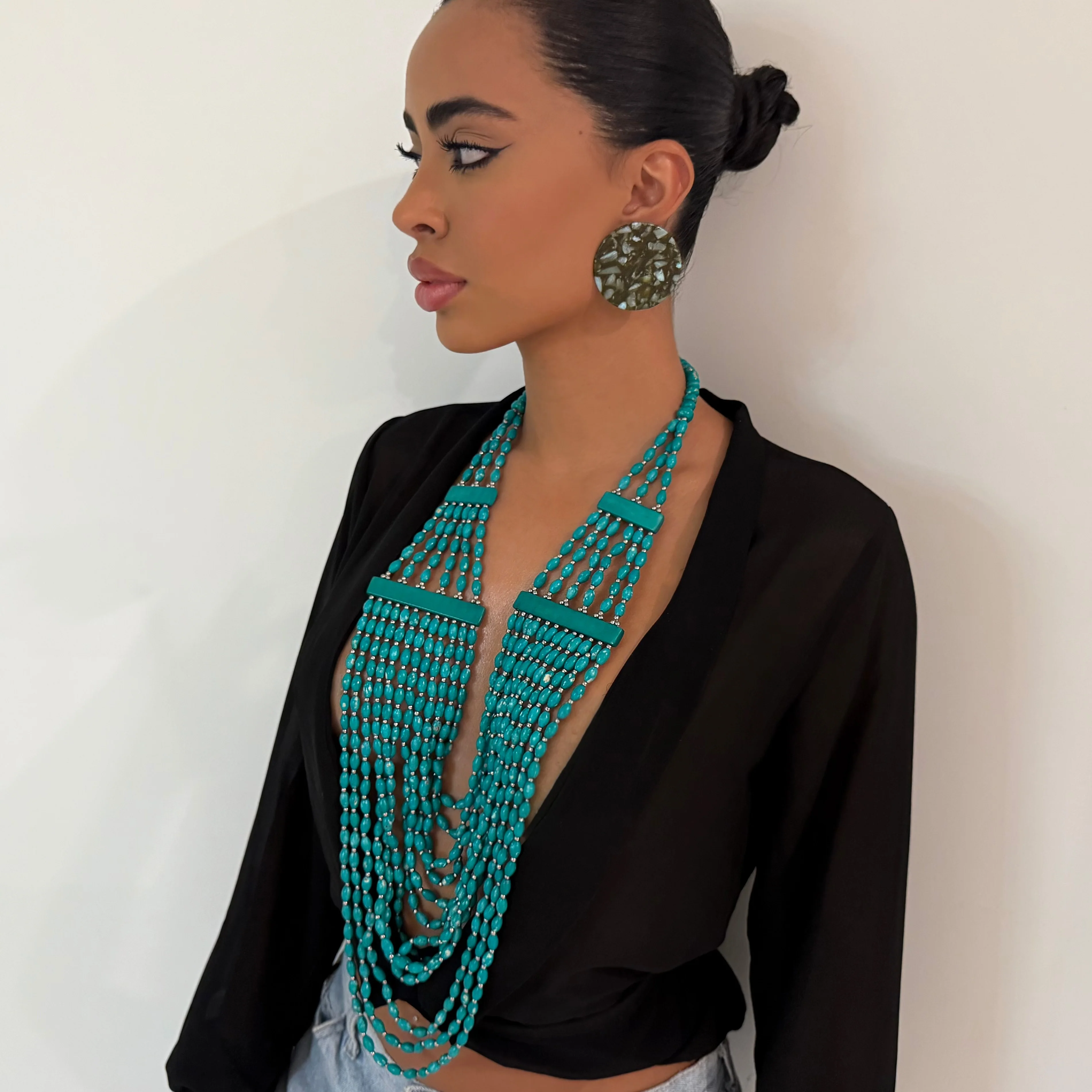 Long Beaded Turquoise Necklace