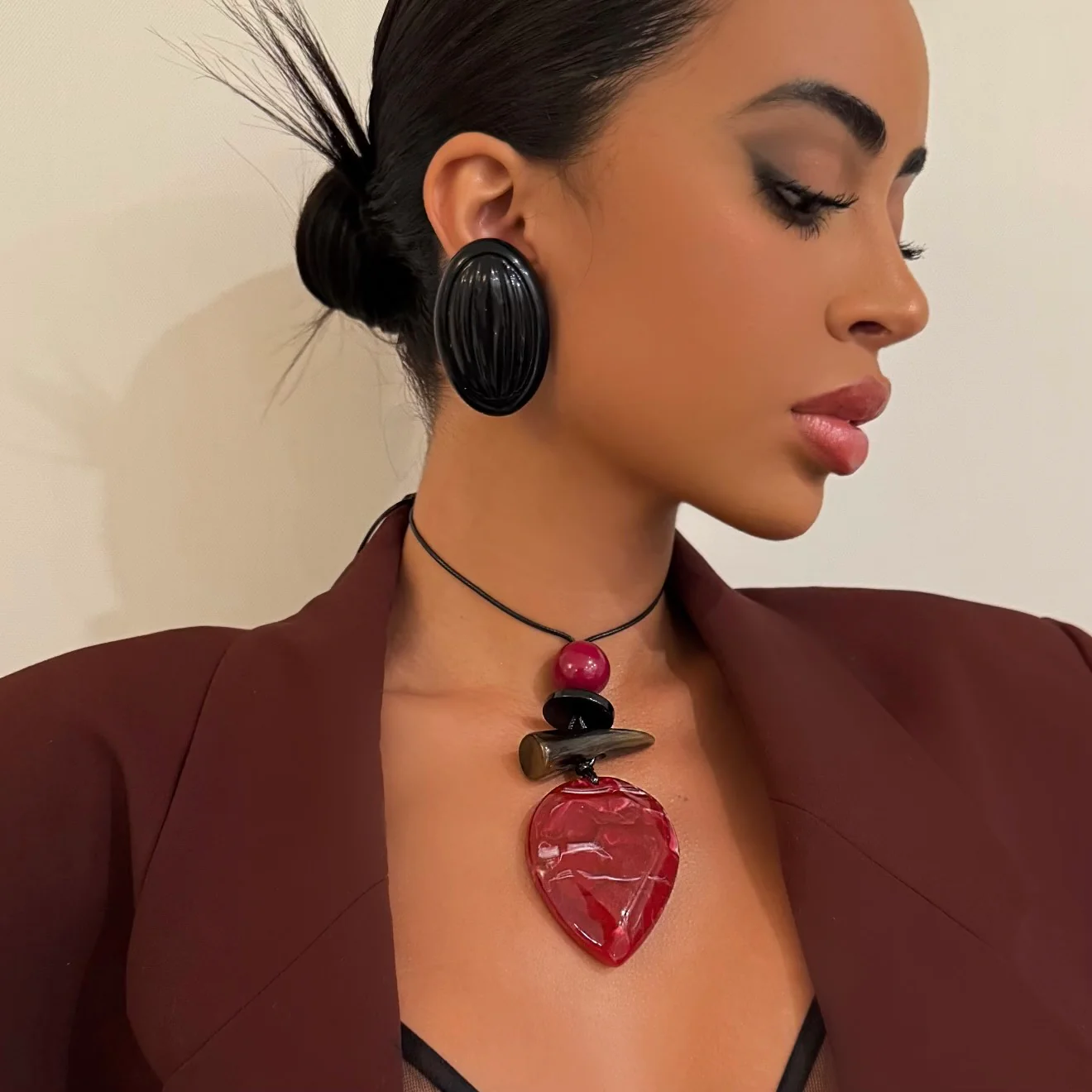 Maroon Beaded Choker