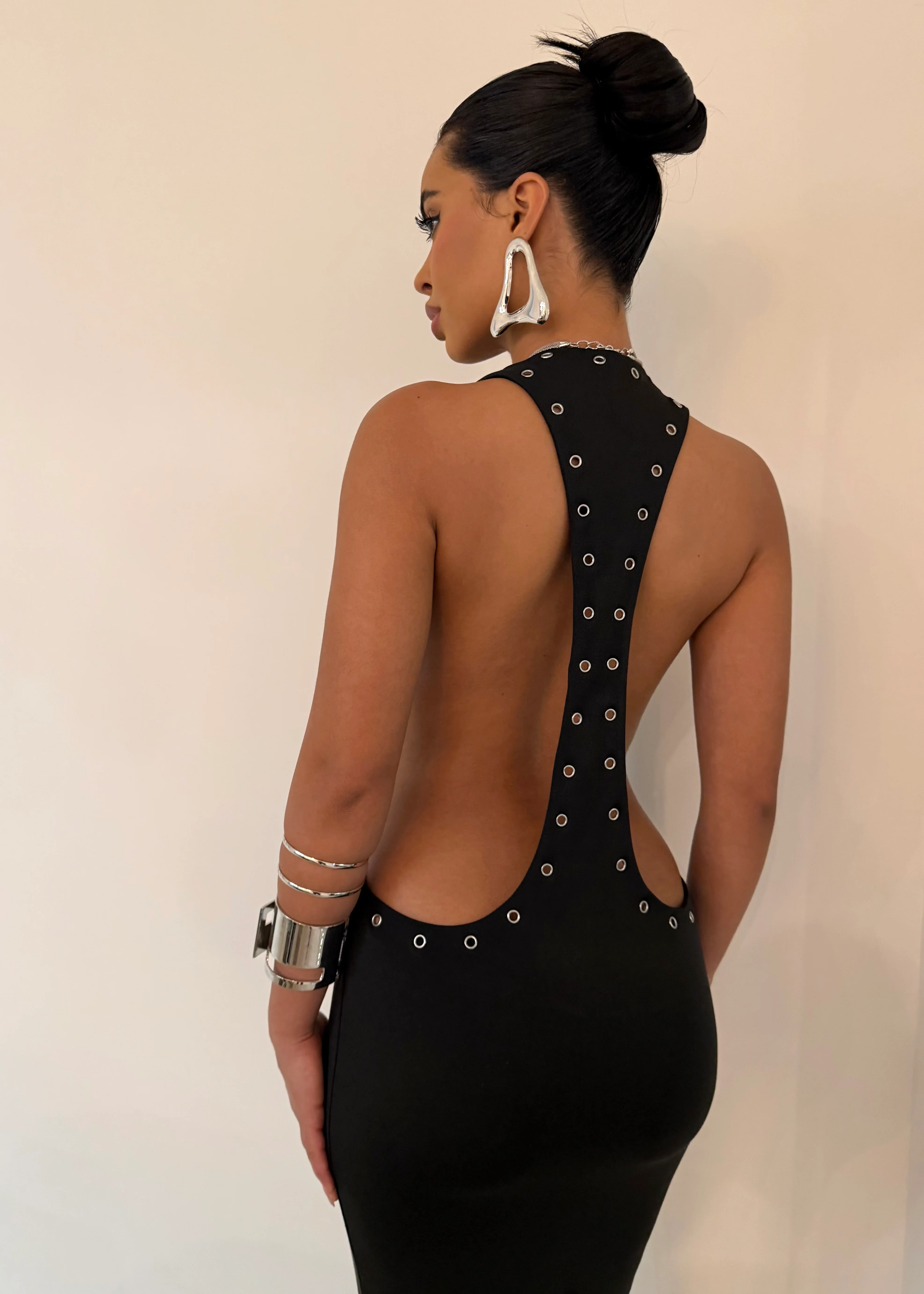 Maxi Stud Low Back Dress