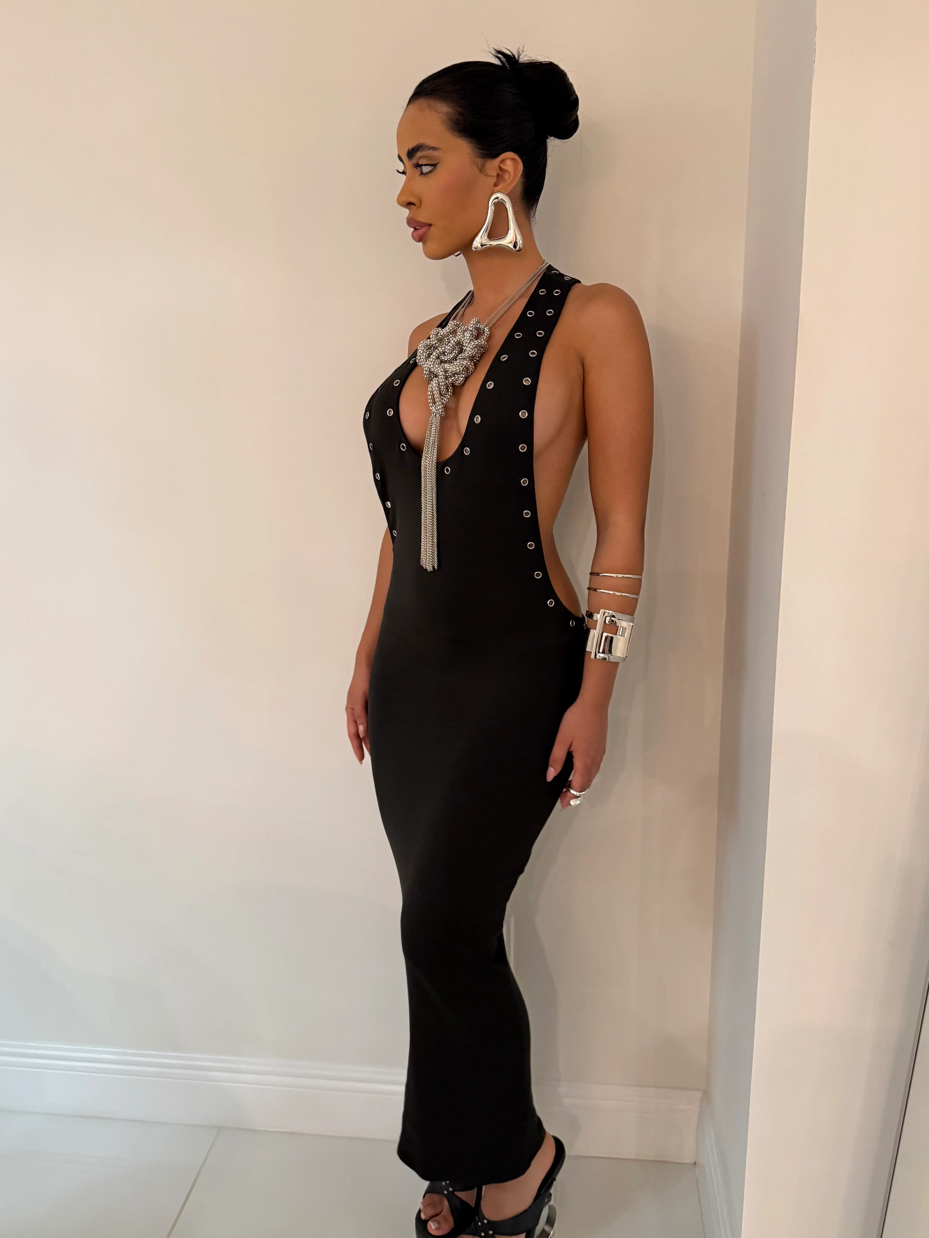 Maxi Stud Low Back Dress - Image 4