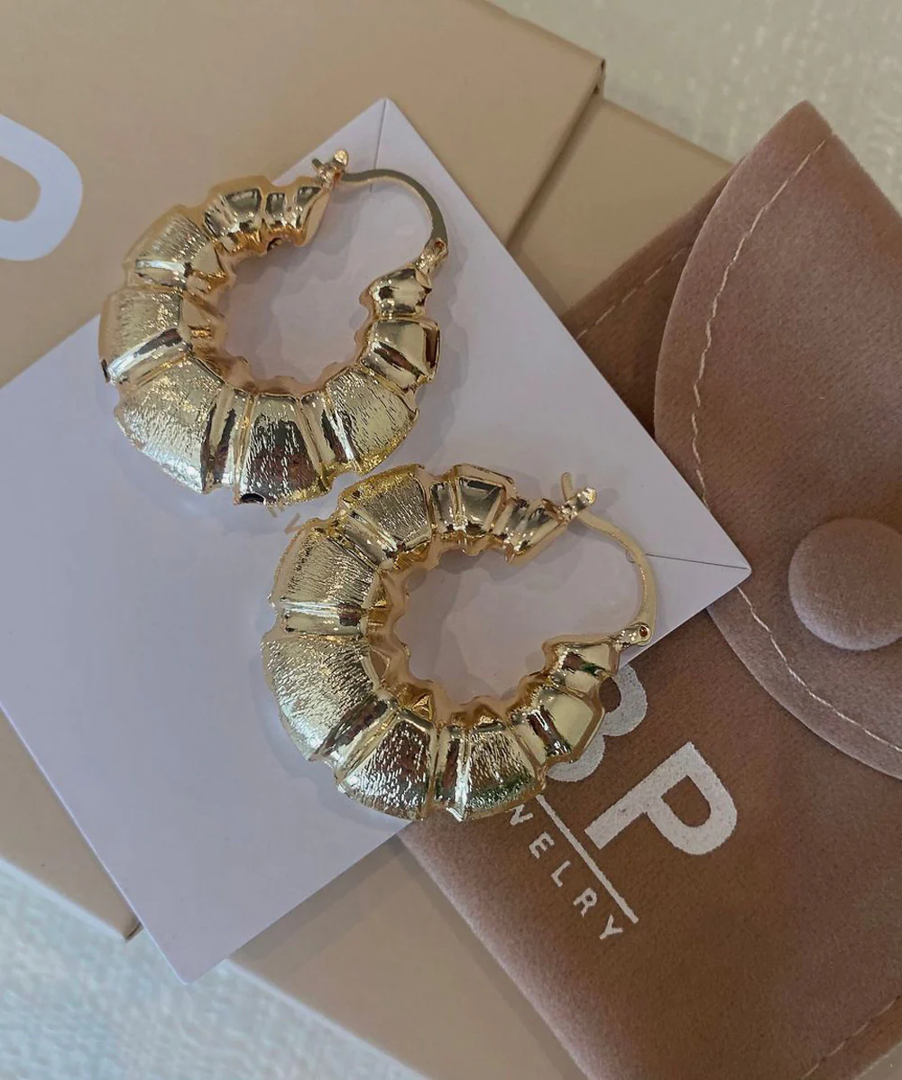 Mini Gold Circular Bamboo Hoops