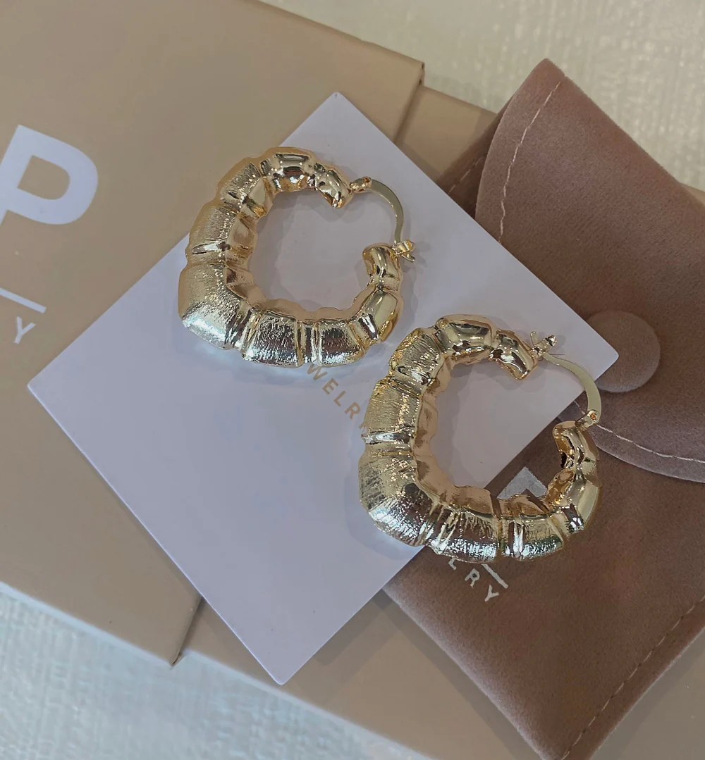 Mini Gold Heart Bamboo Hoops