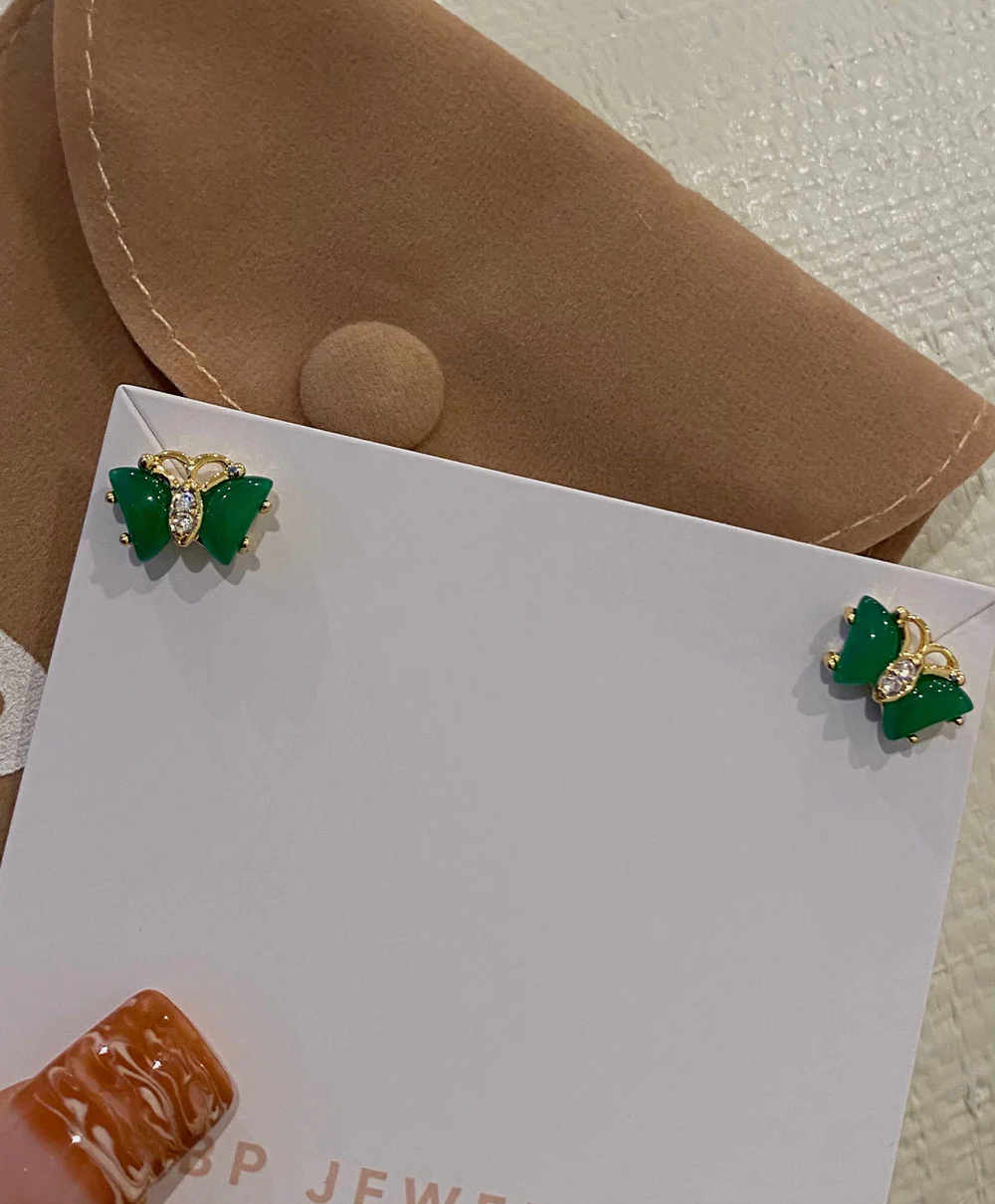 Mini Jade Butterfly Earrings