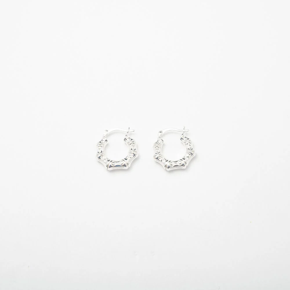Mini Silver Bamboo Hoops