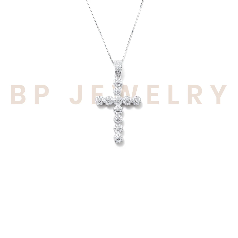 New Circular Crystal Cross Necklace