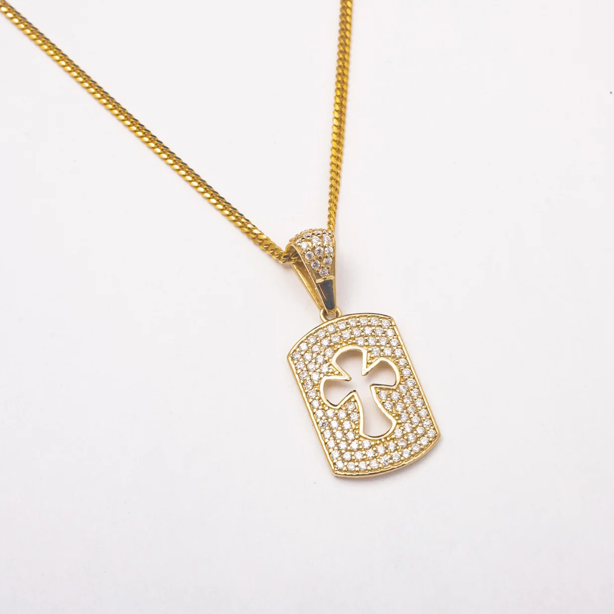 New Cross ID 10K Solid Gold Necklace