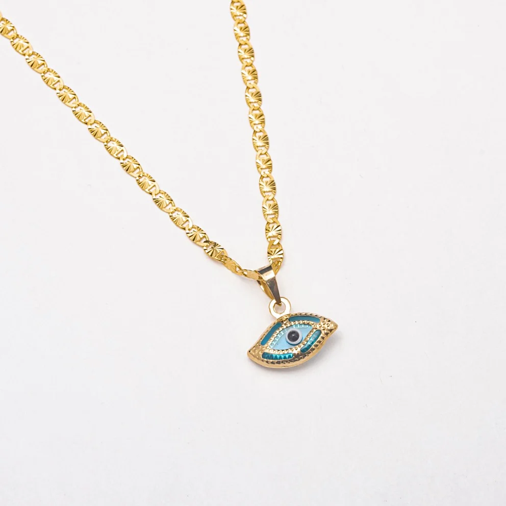 New Evil Eye 10K Solid Gold Necklace