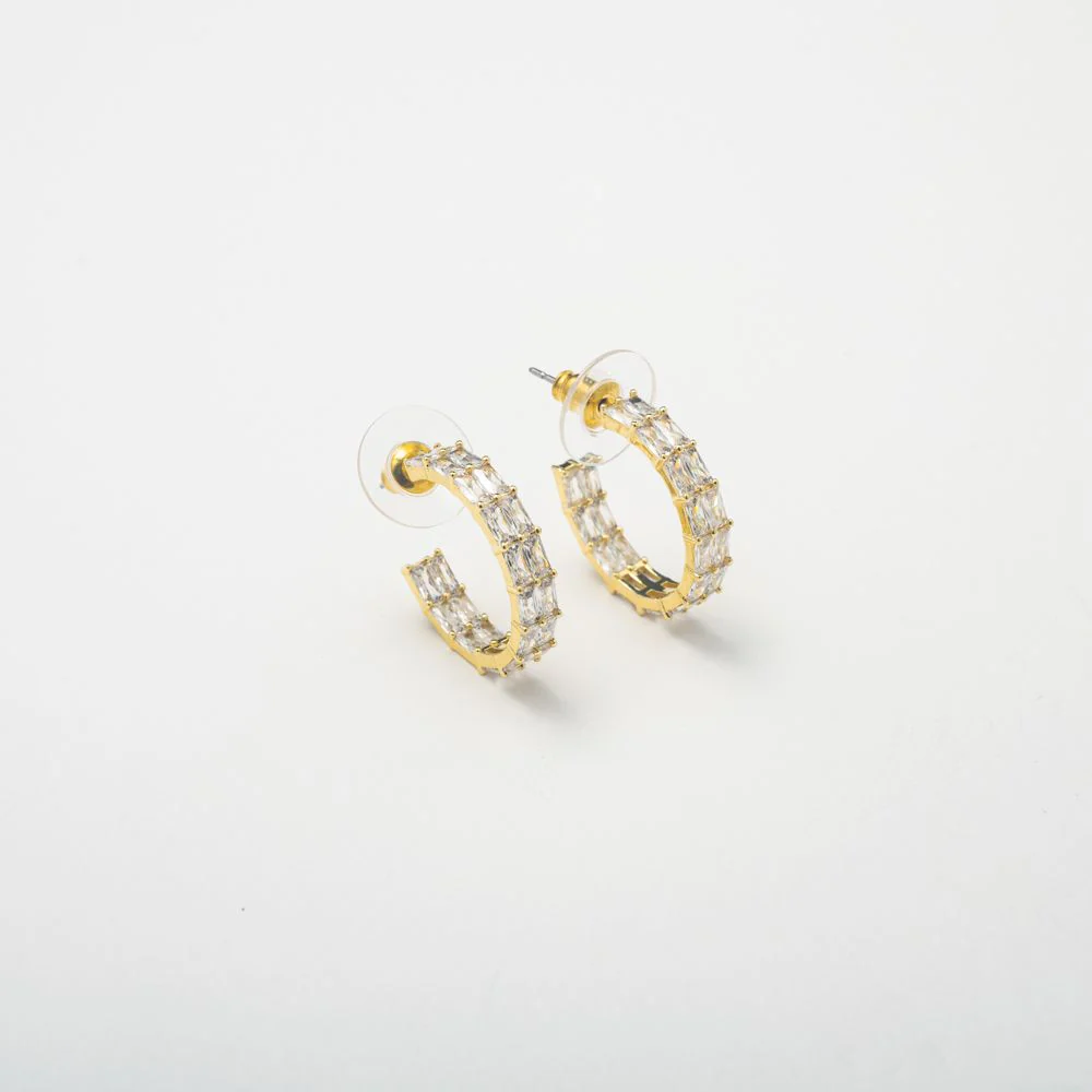 New Gold Baguette Hoops