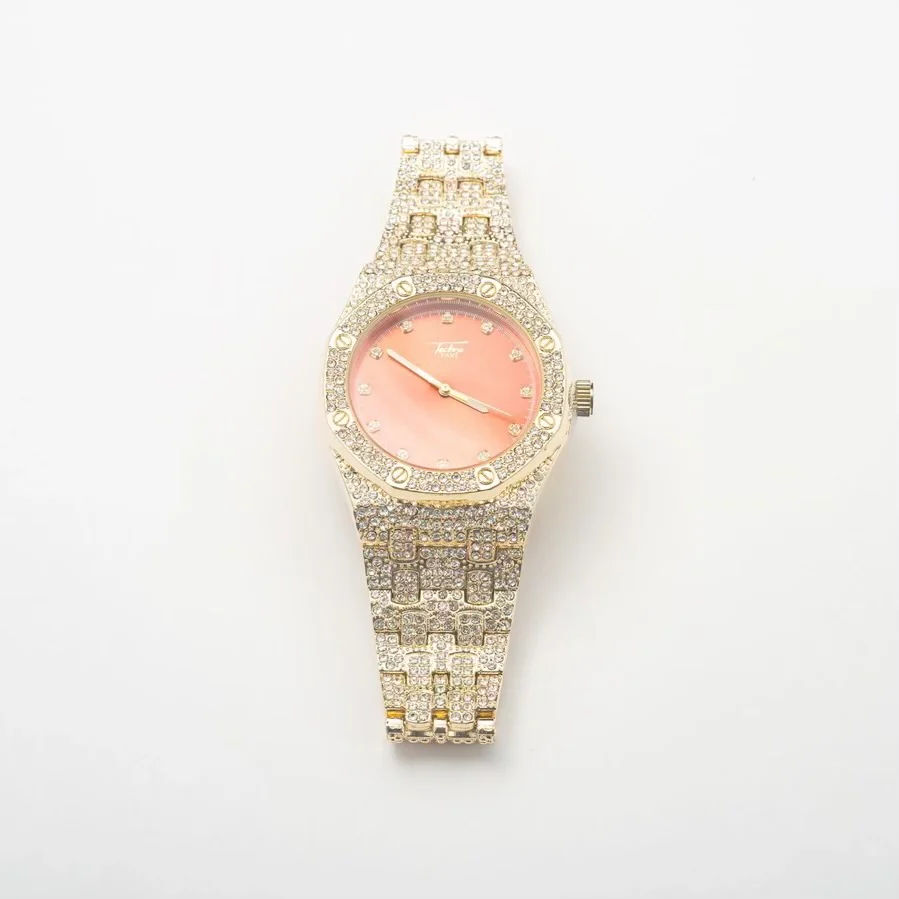 New Gold Icy Red Face Watch
