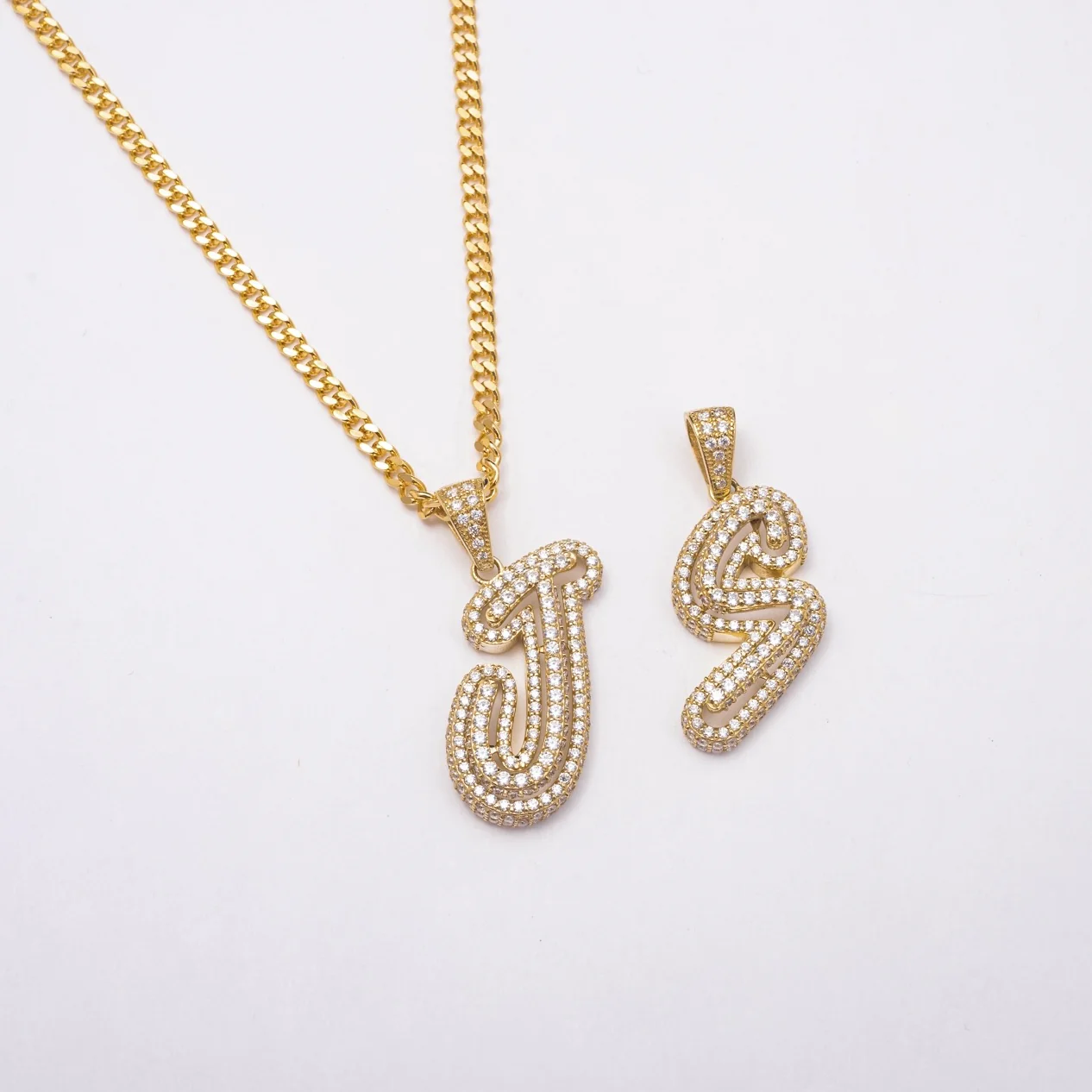New Icy 10k Solid Gold Initial Necklace
