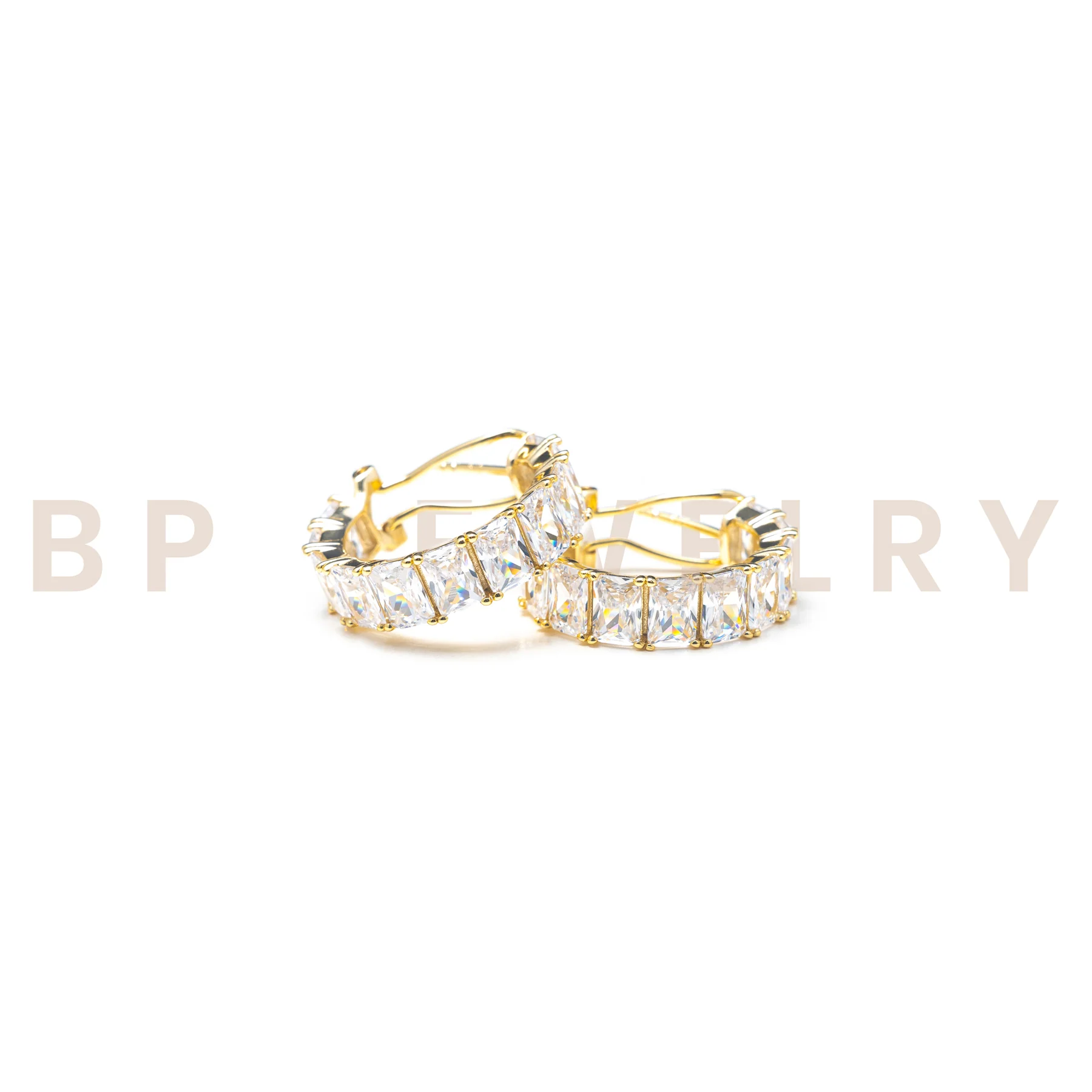 New Icy Gold Diamond Hoops