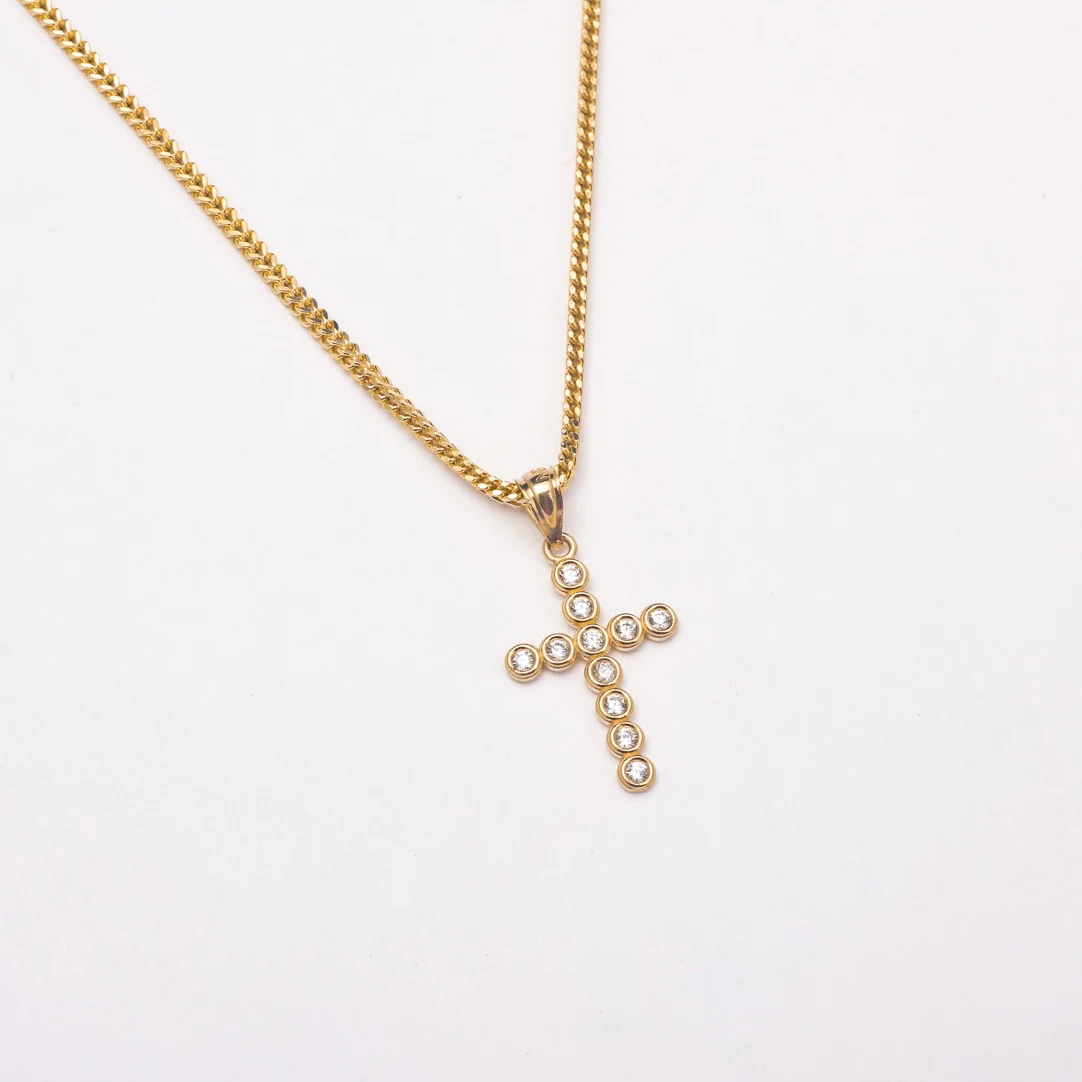 New Mini Cross 10K Solid Gold Necklace