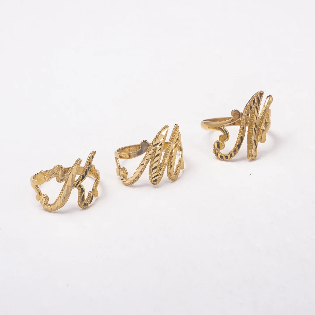 New Mini Cursive 10K Soldi Gold Initial Ring