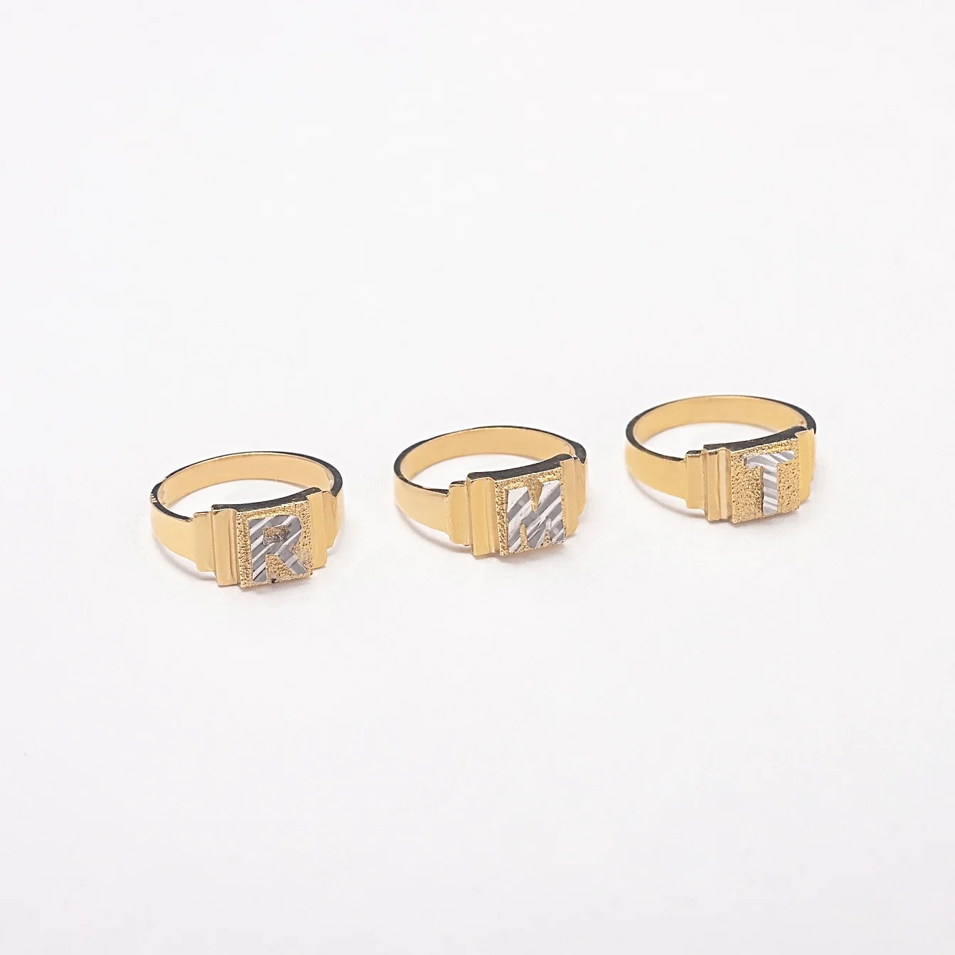 New Mini Half Finger 10K Solid Gold Initial Ring