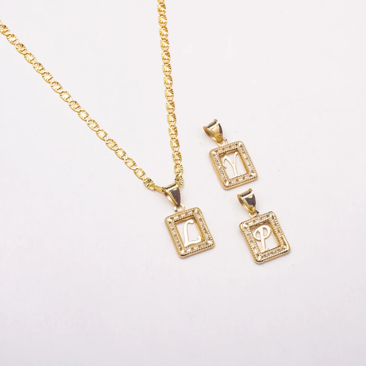 New Mini Icy 10K Solid Gold Initial Necklace