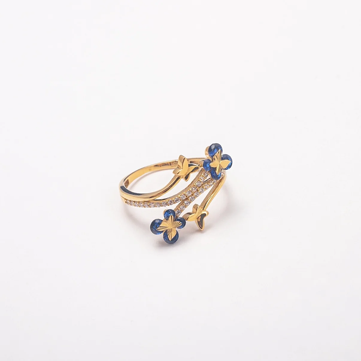 New Sapphire Butterfly 10K Solid Gold Ring