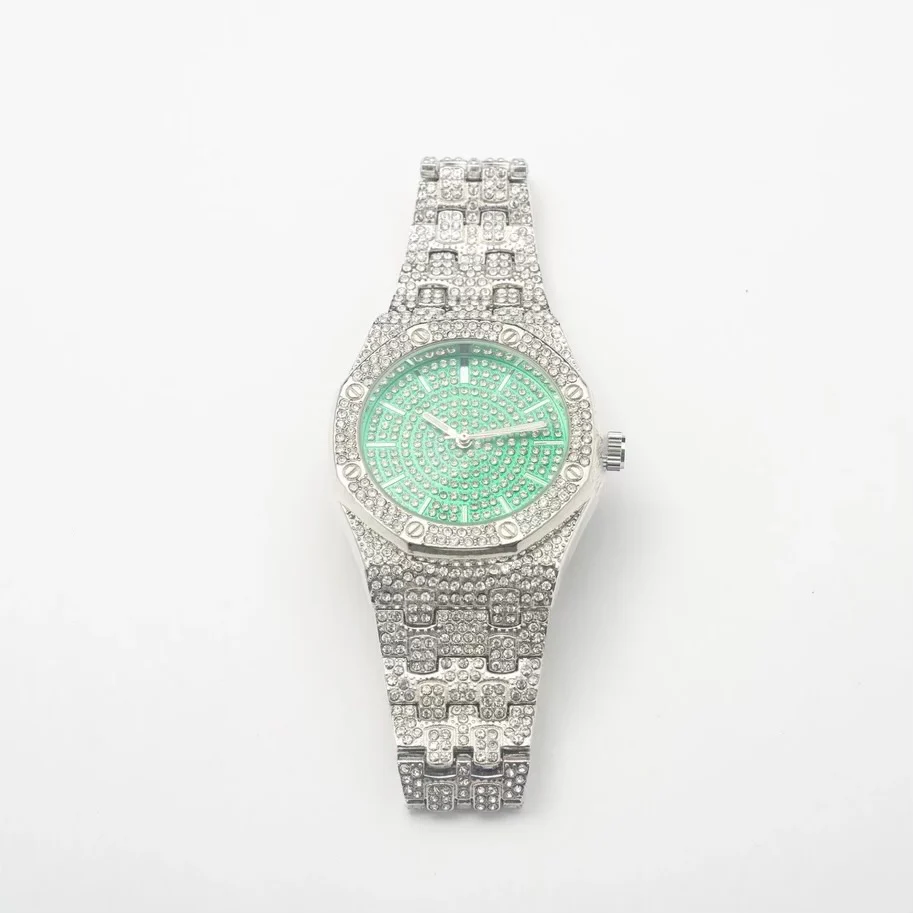 New Silver Icy Green Face Watch