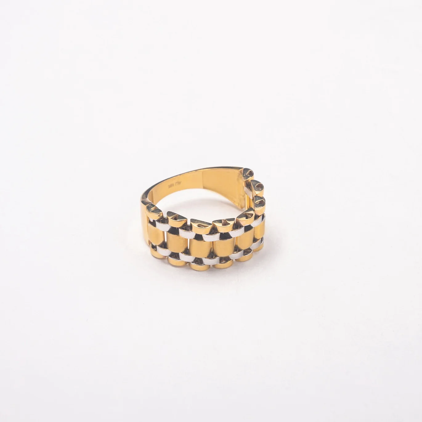 New Toned Links 10K Solid Gold Ring