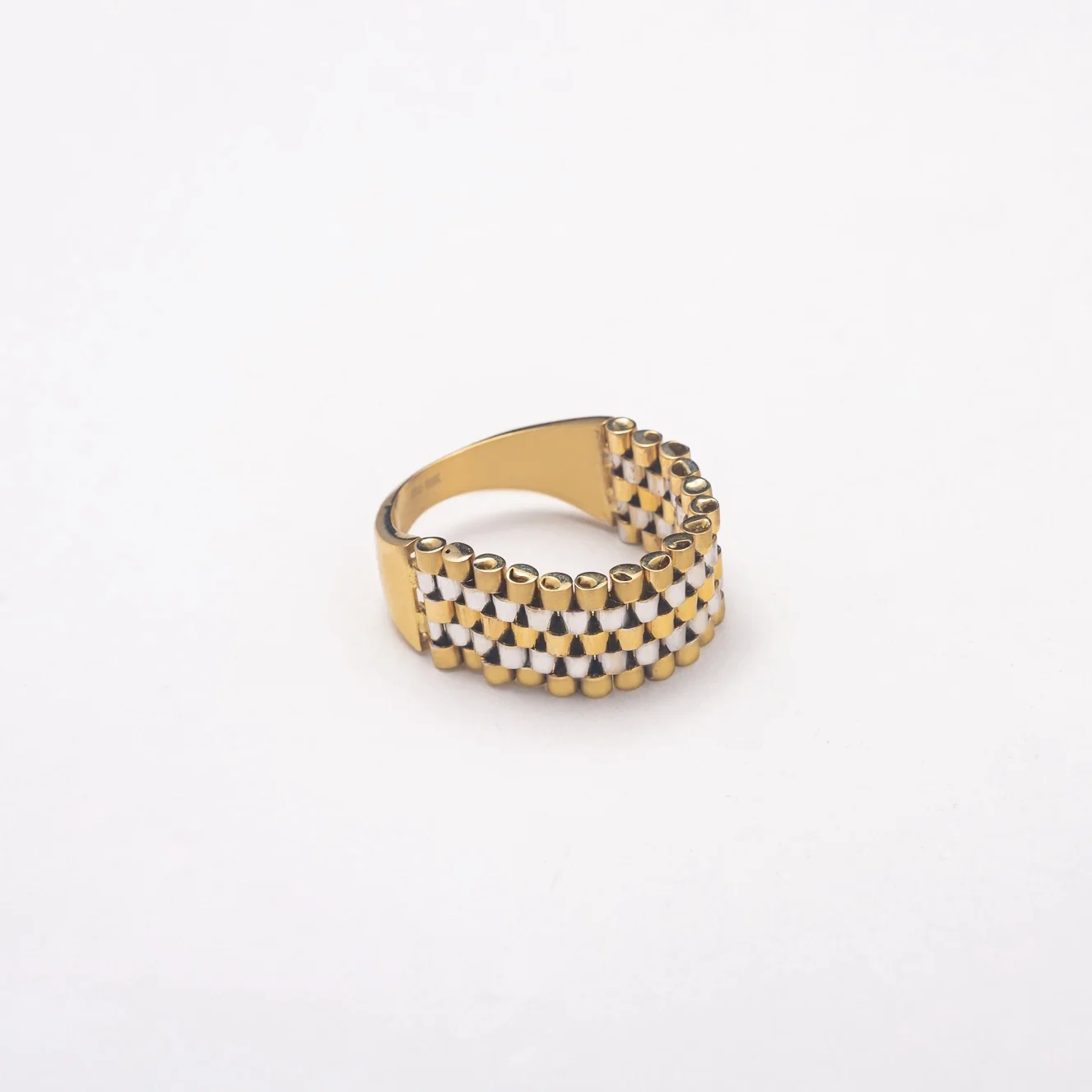 New Two Tone Links 10K Solid Gold Ring