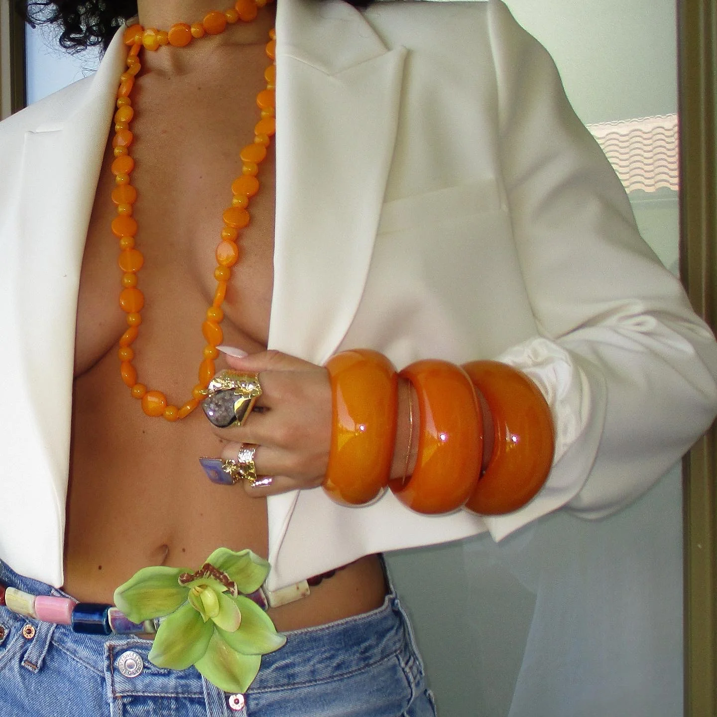Orange Beaded Wrap Necklace - Image 2