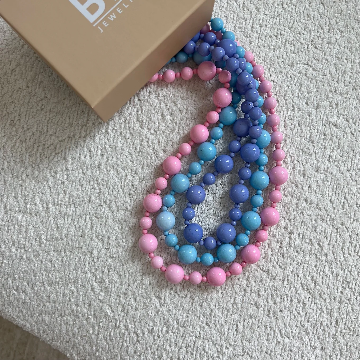 Pink Blue Twist Long Beaded Necklace
