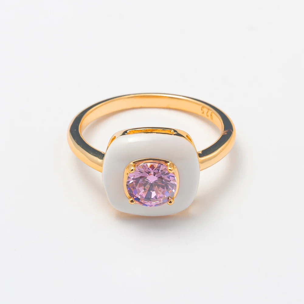 Pink Powder Puff Gold Band