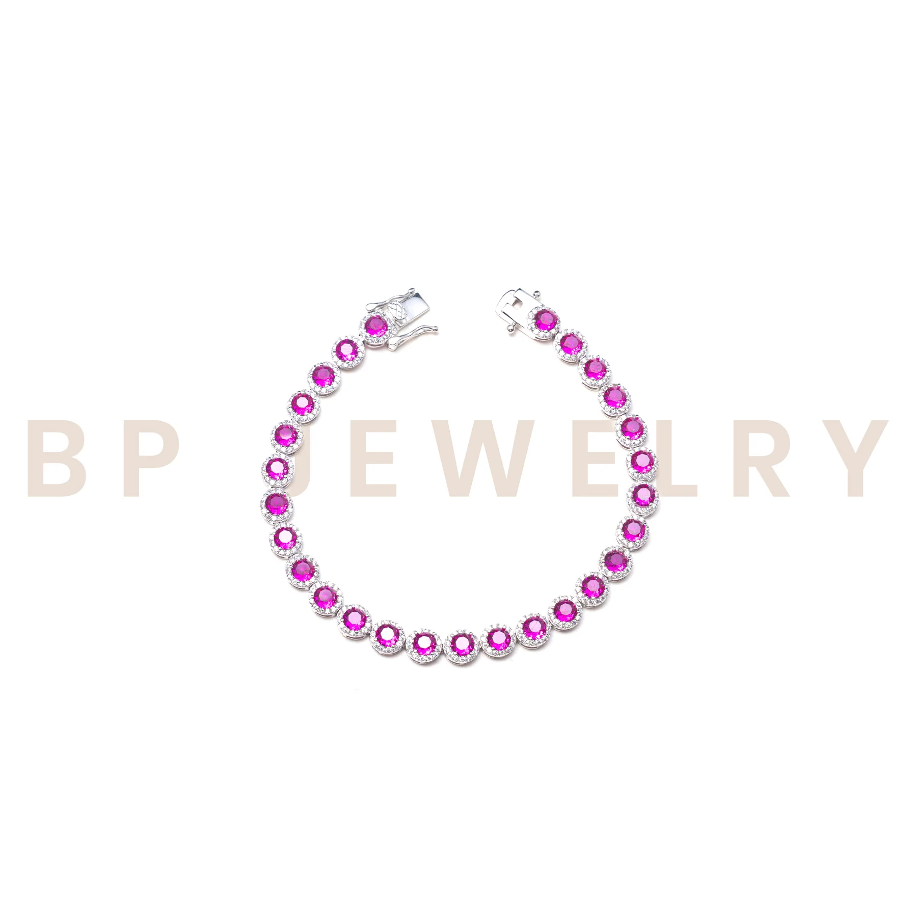 Princess Cut Hot Pink Bracelet