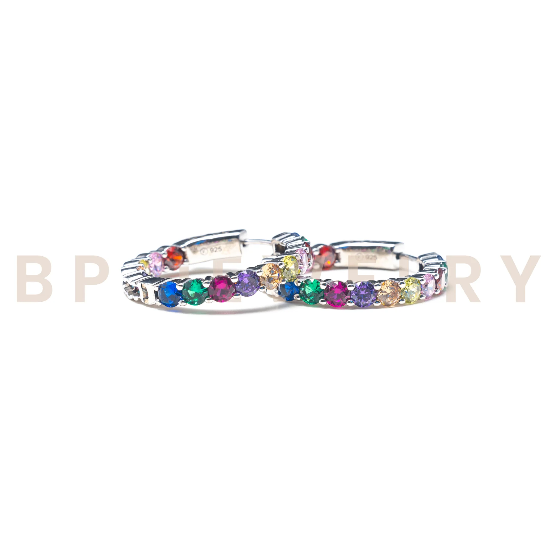 Rainbow Diamond Medium Hoops
