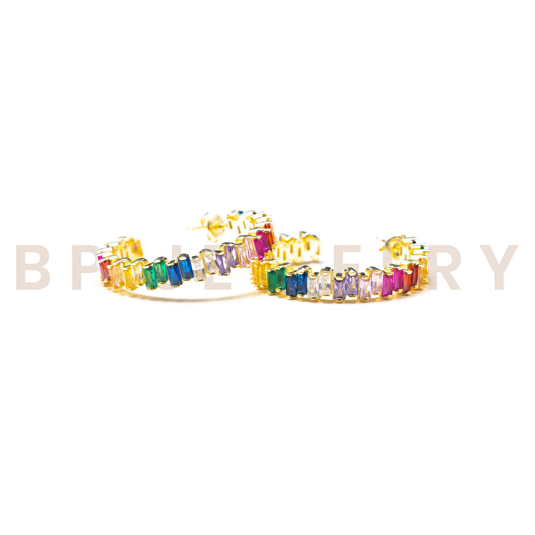 Rainbow Gold Ice Hoops