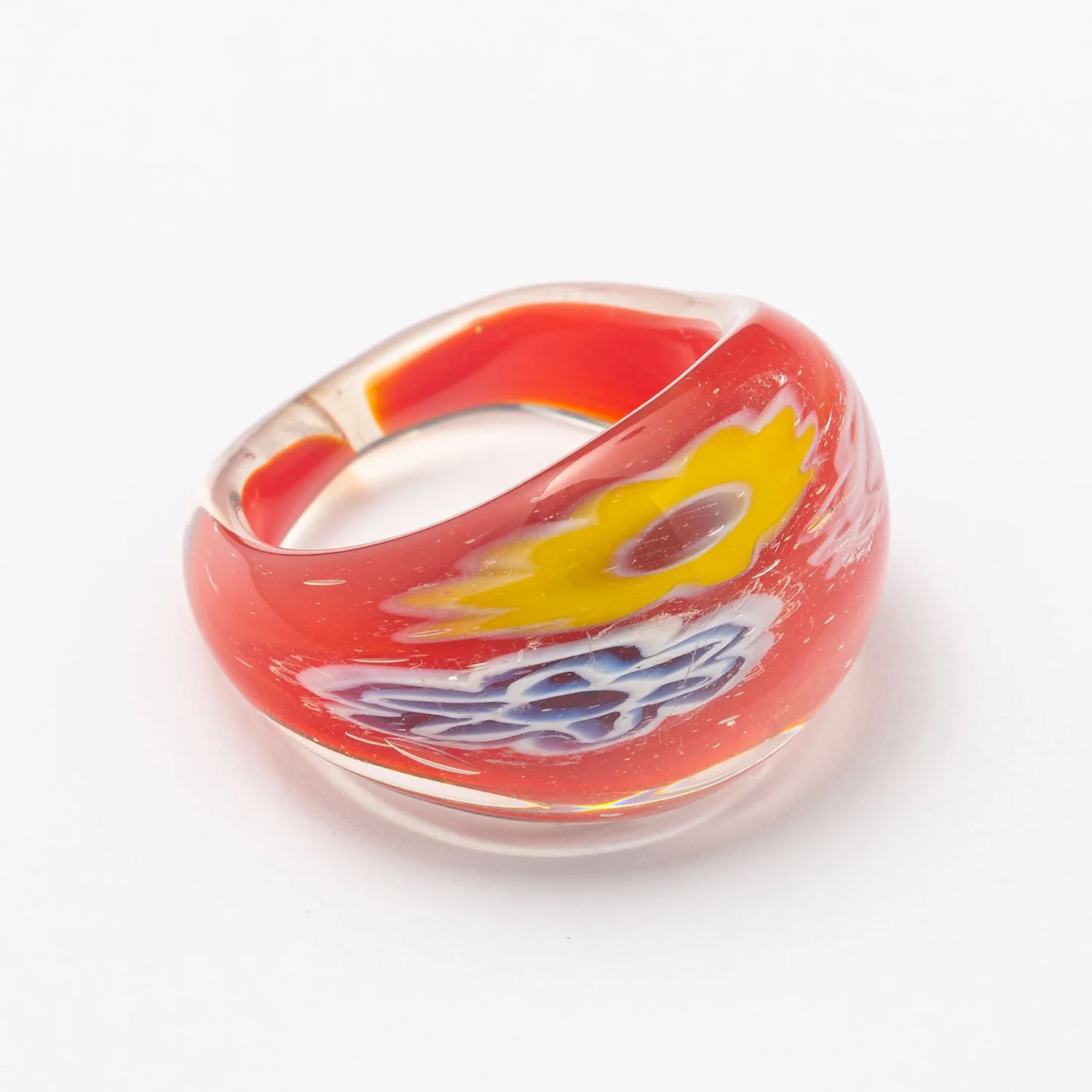 Red Floral Glass Ring