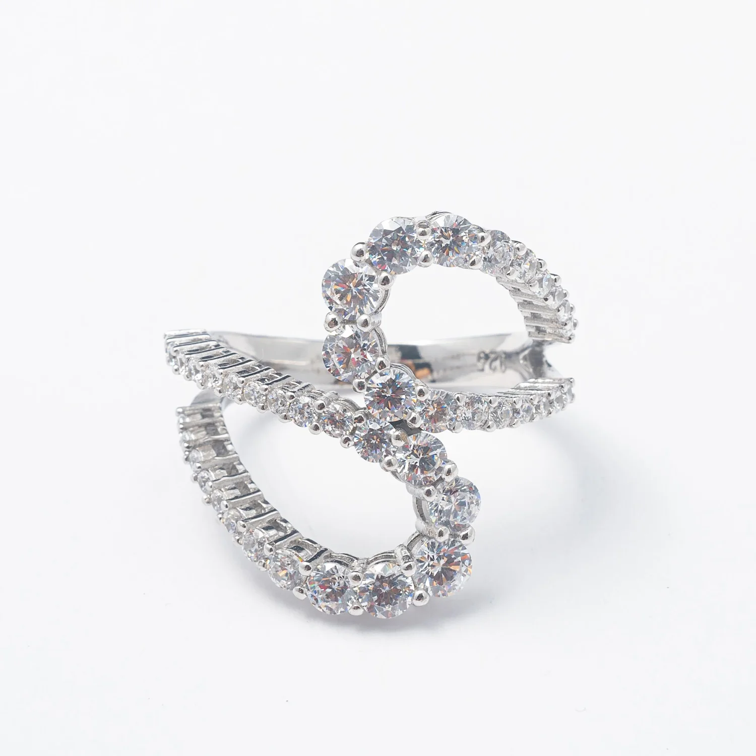 Silver Abstract Crystal Water Band