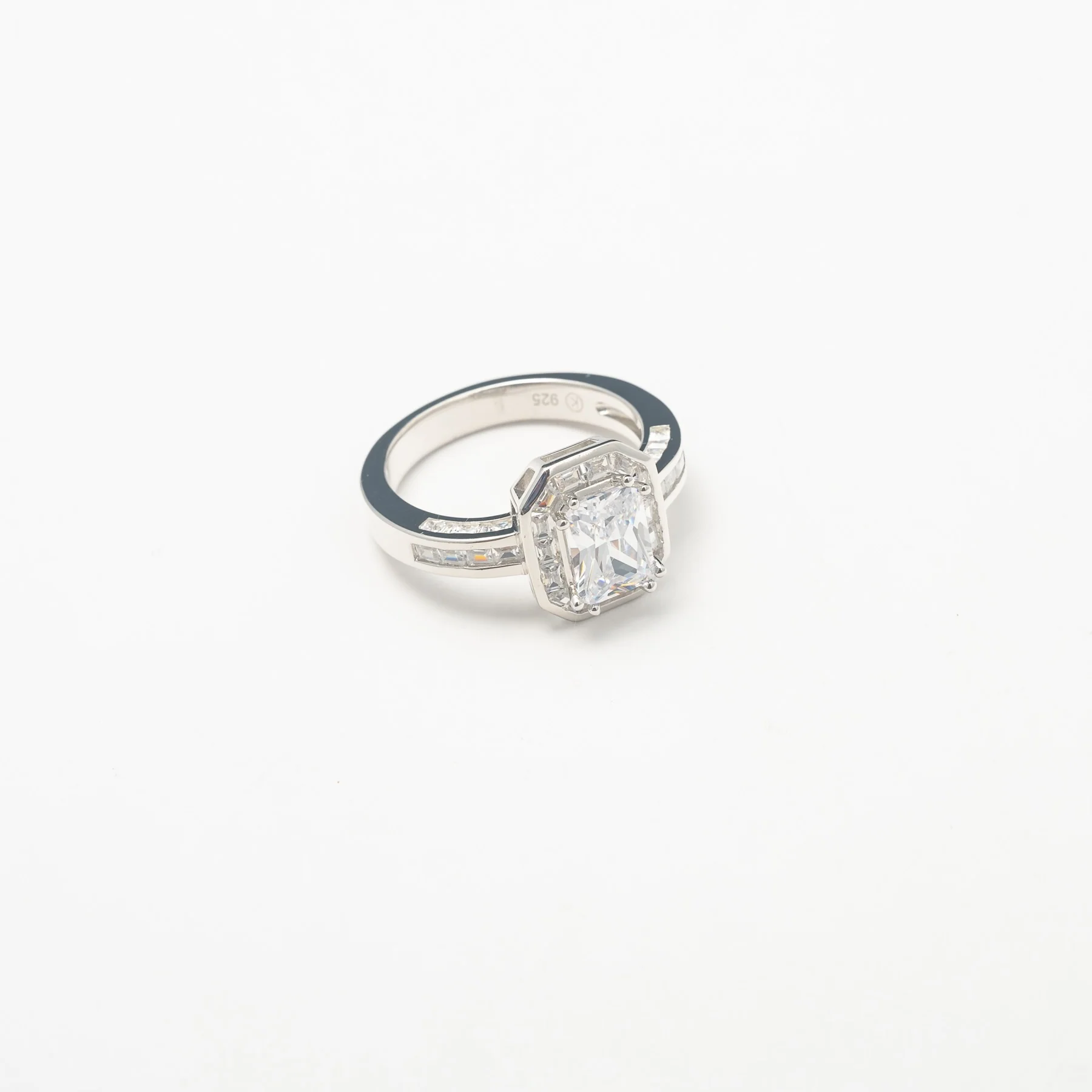 Silver Baguette Crystal Ring