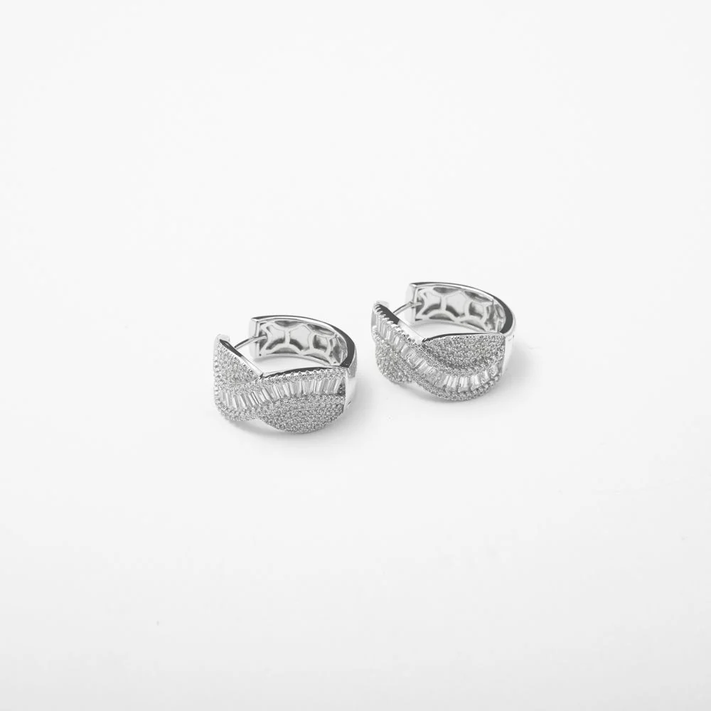 Silver Baguette Cuff Hoops