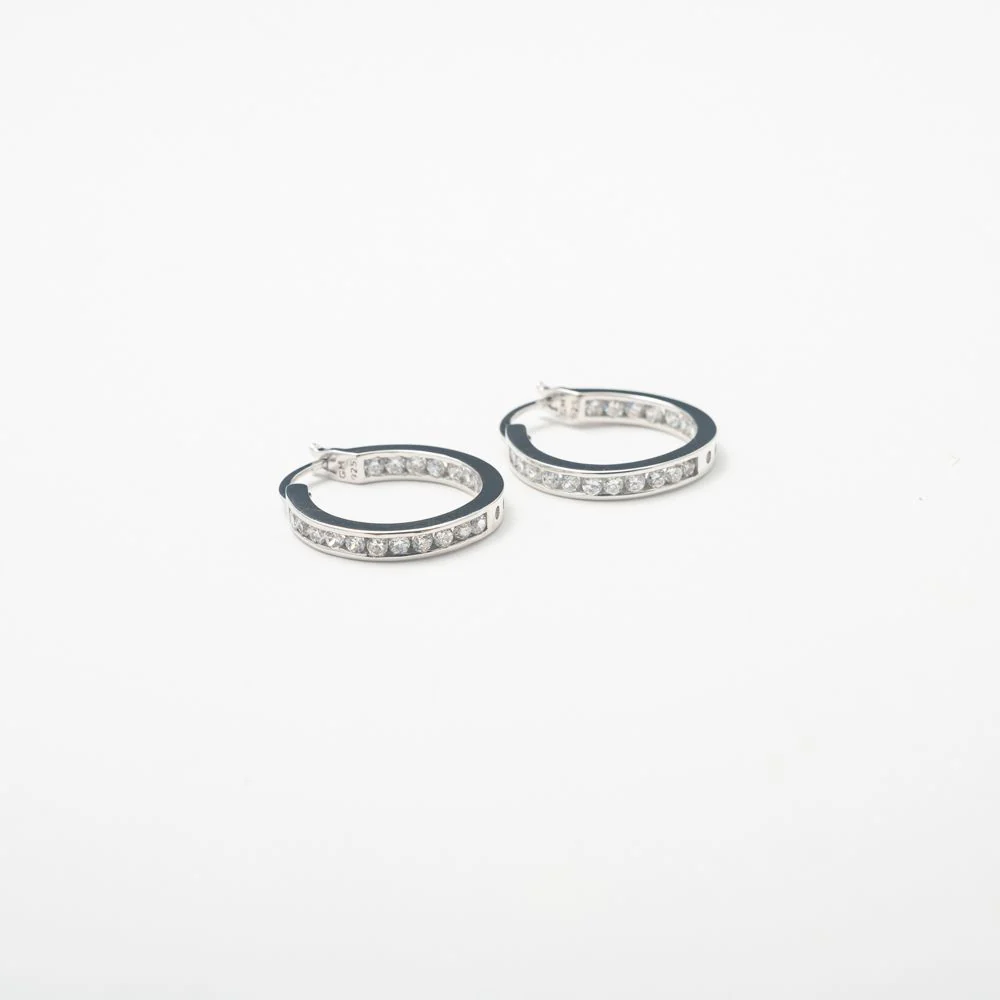 Silver Crystal Beaded Hoop